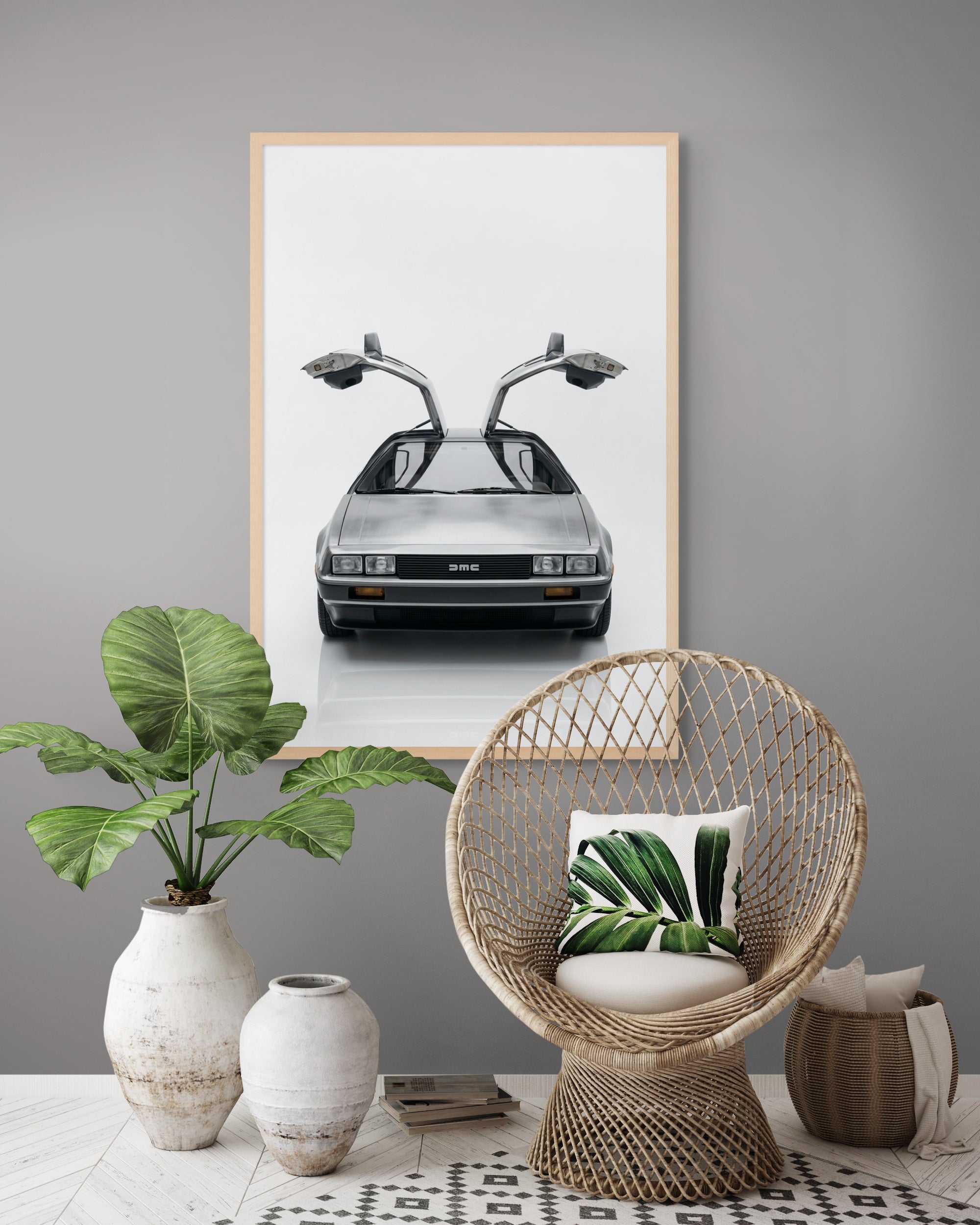 Luxe Auto Gullwing Wanddecoratie Mancave – Stoere Aluminium of Canvas Print