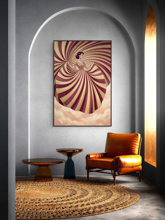 Strudel aus Mint & Perlmutt – Wandbild auf Leinwand, Aluminium oder Poster