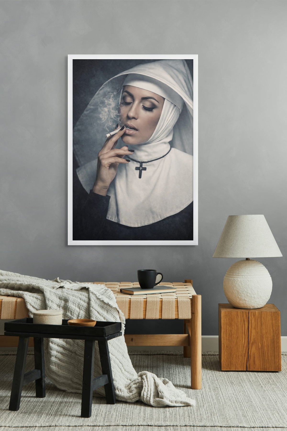 Heilige Rook met Lippenstift Wanddecoratie | ArtifyCanvas