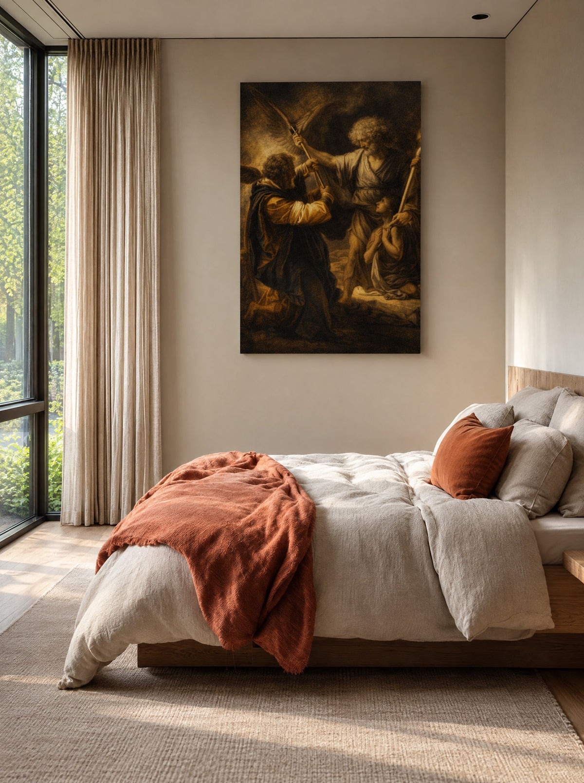 Het Offer van Abraham als canvas zonder lijst aan de muur