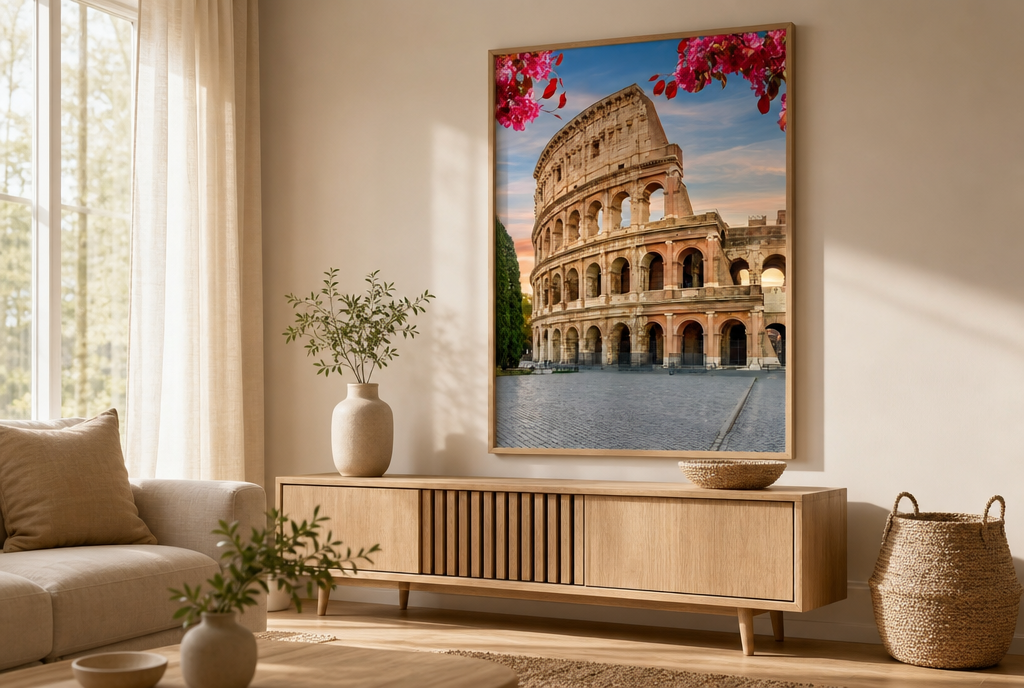 Colosseum met Roze Bloesem Schilderij