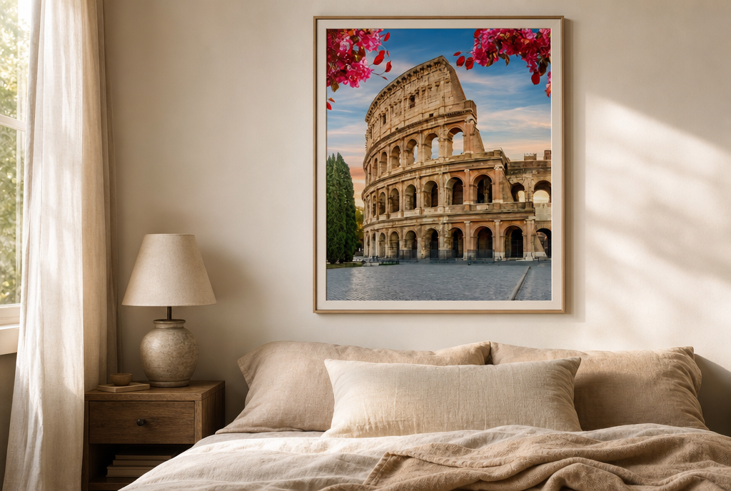 Colosseum met Roze Bloesem Schilderij
