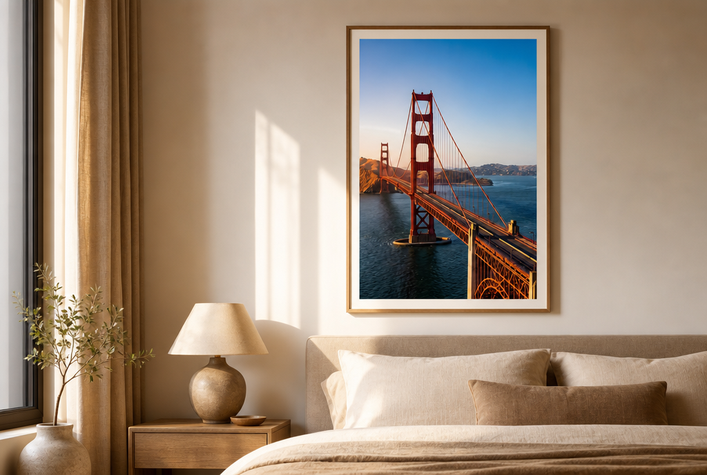 Golden Gate bij Zonsondergang Schilderij
