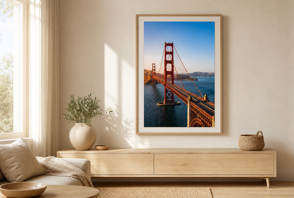 Golden Gate bij Zonsondergang Schilderij