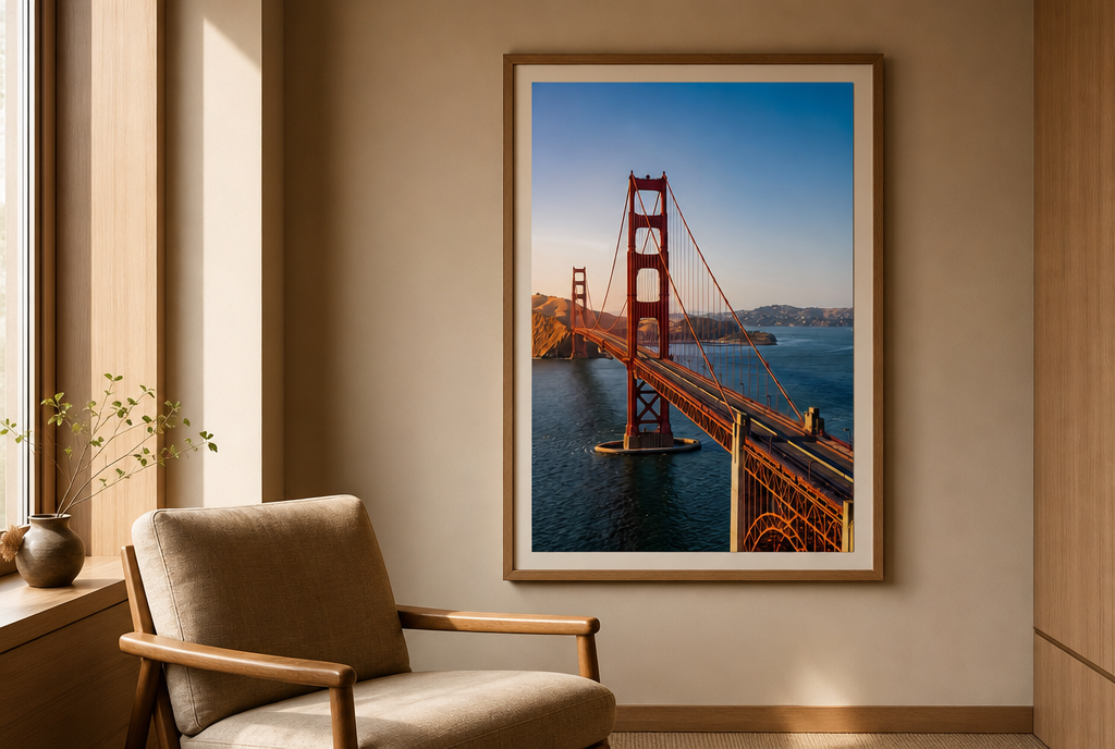 Golden Gate bij Zonsondergang Schilderij