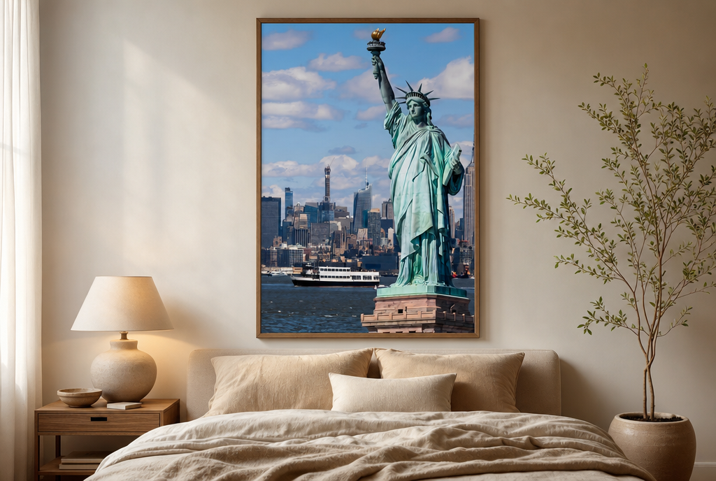 Vrijheidsbeeld met Skyline Schilderij