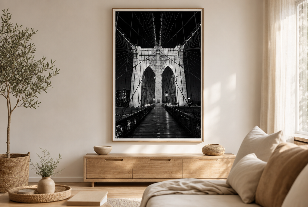 Brooklyn Bridge in Zwart-Wit Schilderij