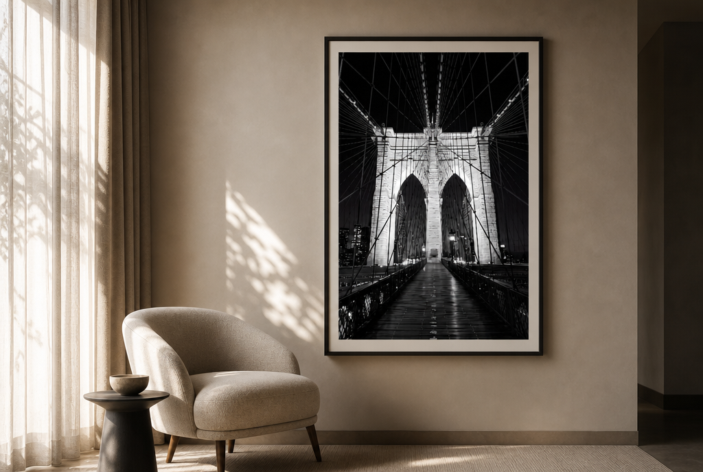 Brooklyn Bridge in Zwart-Wit Schilderij