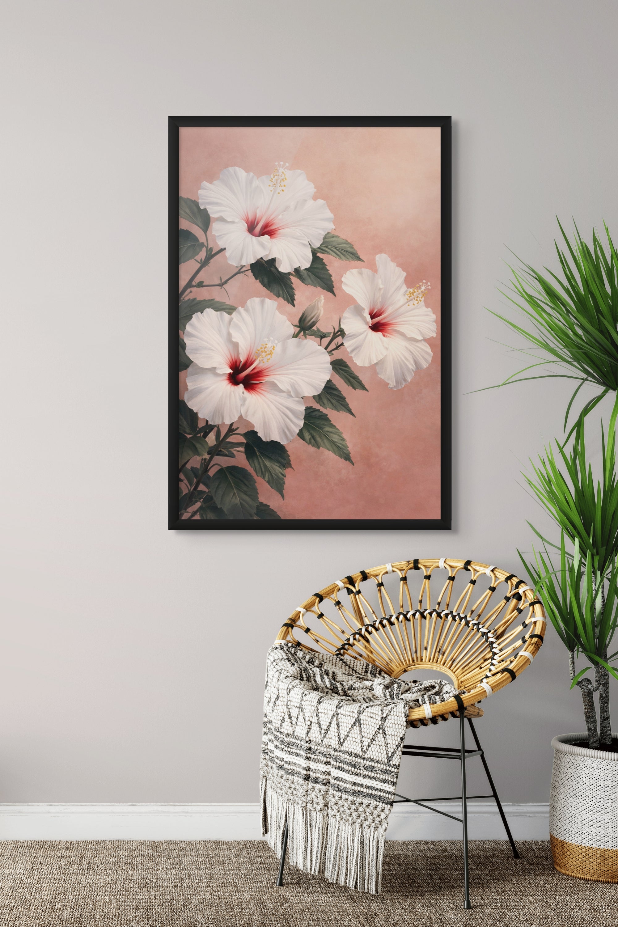 Hibiscus Bloemen Wanddecoratie – Tropische Canvas of Aluminium Print