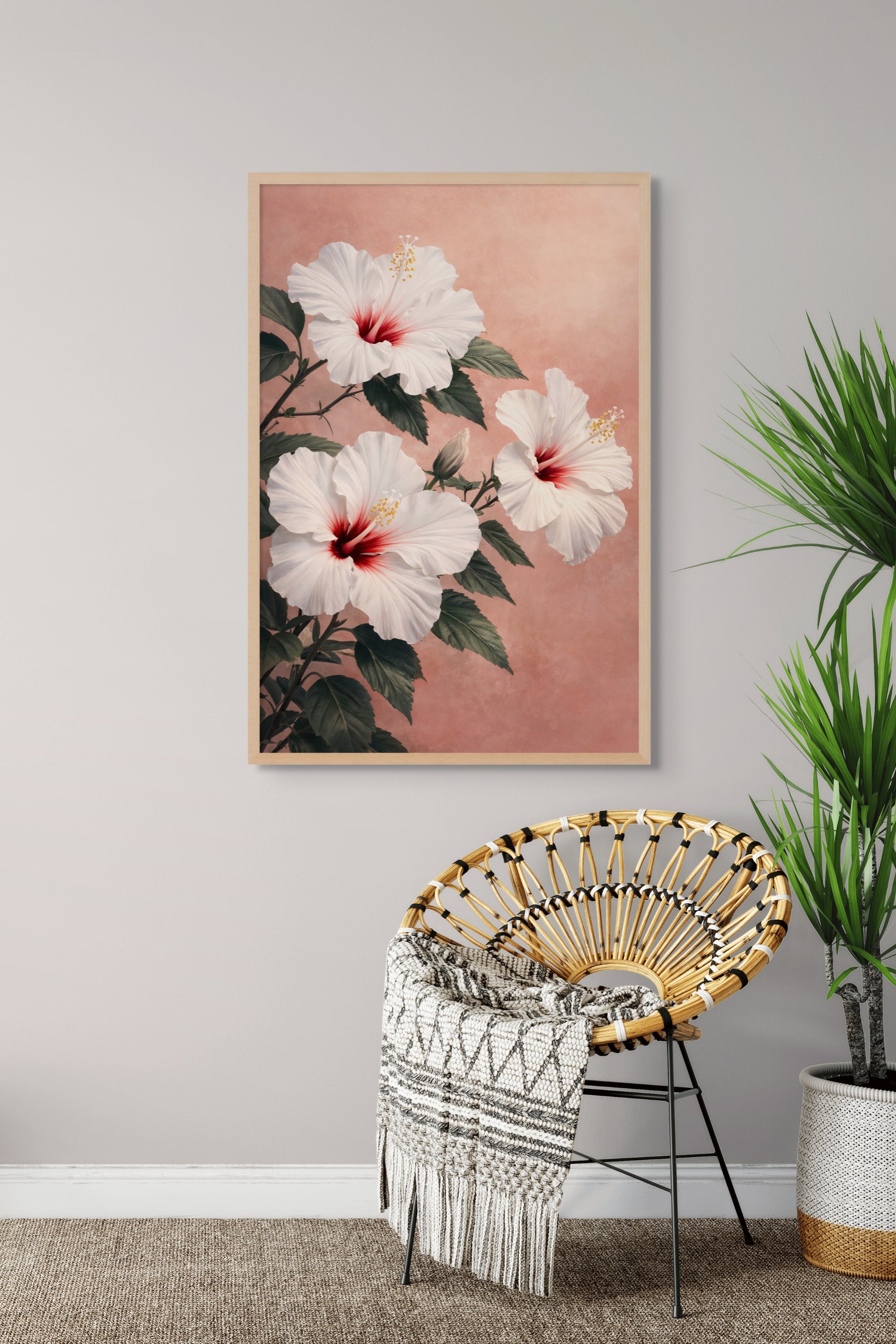 Hibiscus Bloemen Wanddecoratie – Tropische Canvas of Aluminium Print