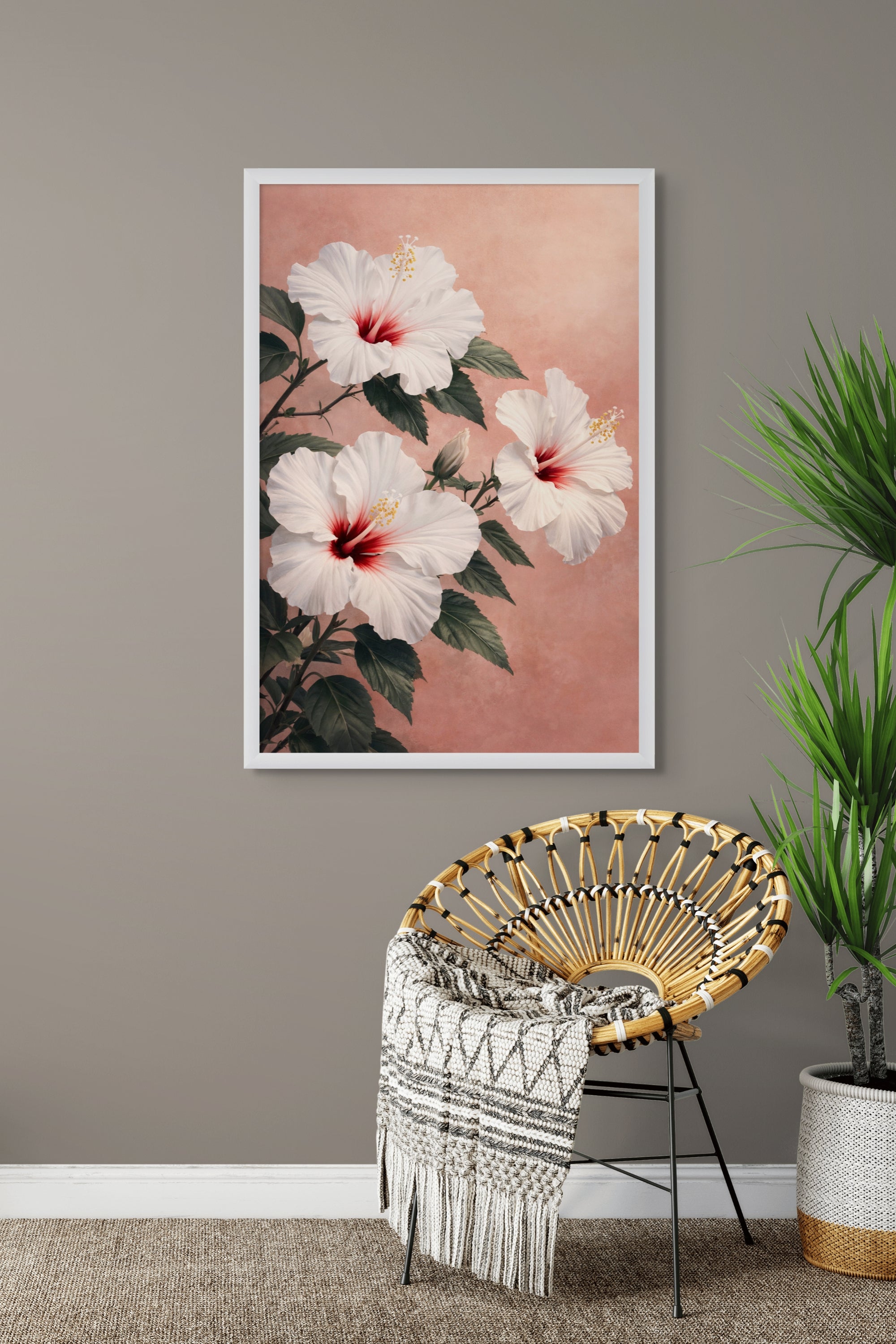Hibiscus Bloemen Wanddecoratie – Tropische Canvas of Aluminium Print