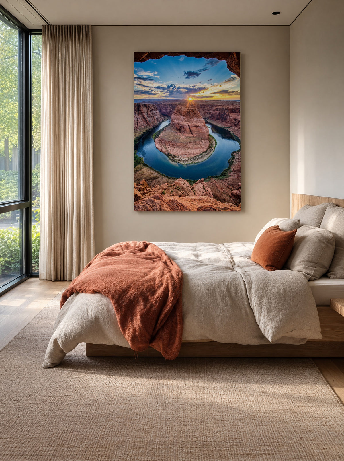 Horseshoe Bend vanaf de Rots als canvas zonder lijst aan de muur