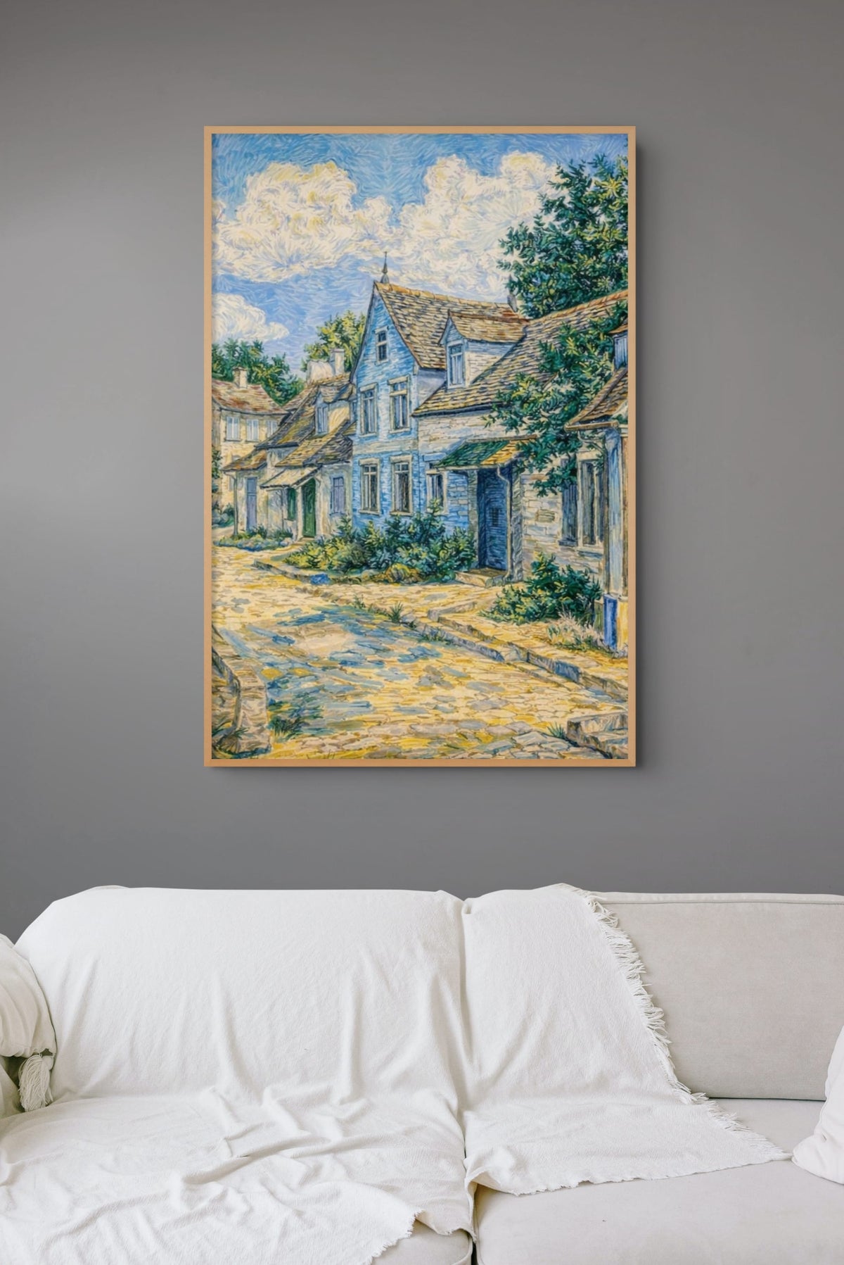 Huizen in Auvers Schilderij