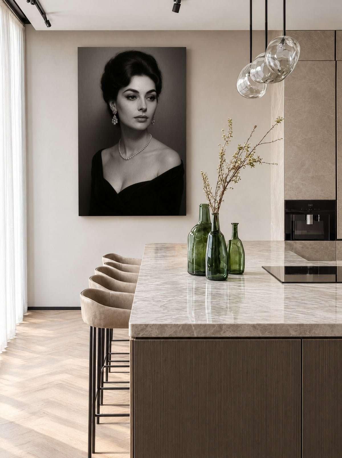 Italiaanse Diva meets Contemporary als canvas zonder lijst aan de muur