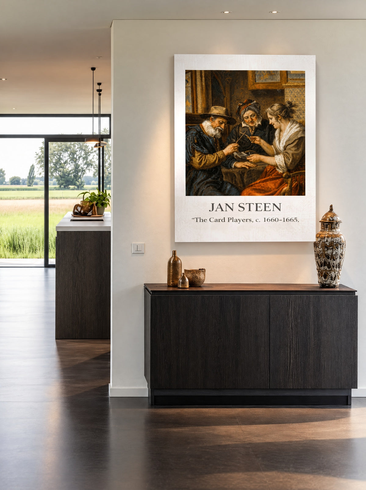 Kaarten op Tafelavond als canvas zonder lijst aan de muur