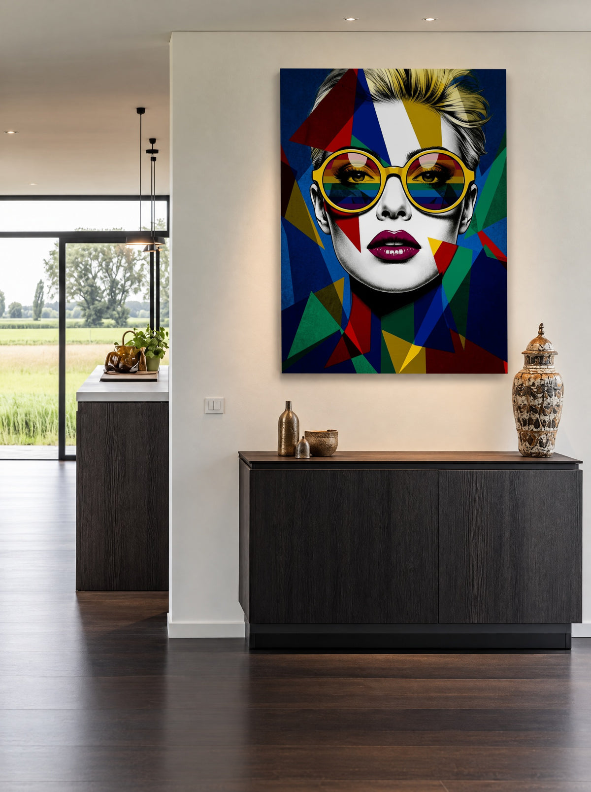 Kaleido Chic Muse als canvas zonder lijst aan de muur