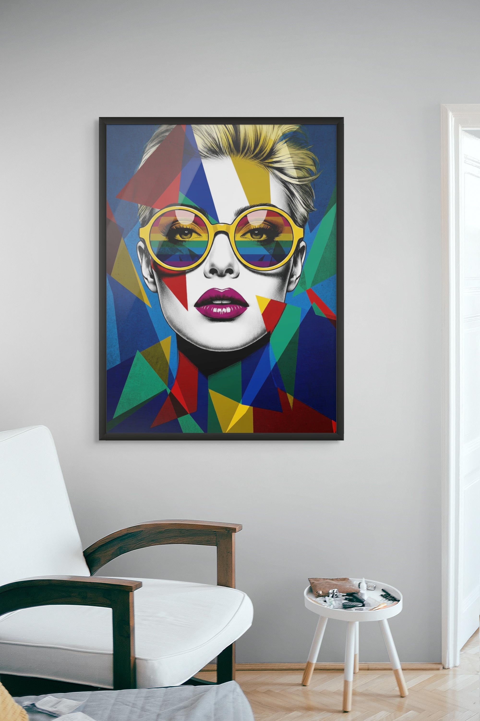 Caleidoscoop Chic Muze Wanddecoratie – Kleurrijk Mode Portret Canvas Print