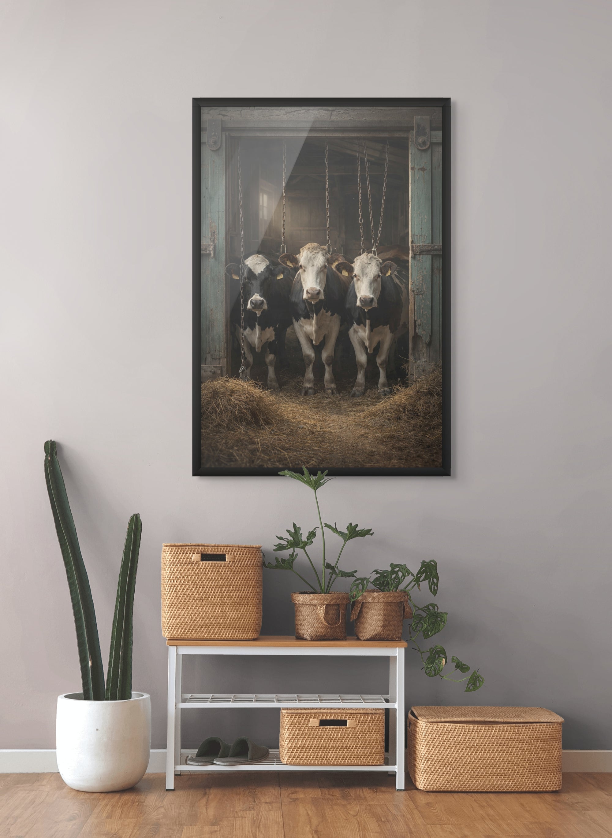 Boerderij Dieren Wanddecoratie Nacht – Grappige Kinderkamer Canvas Print