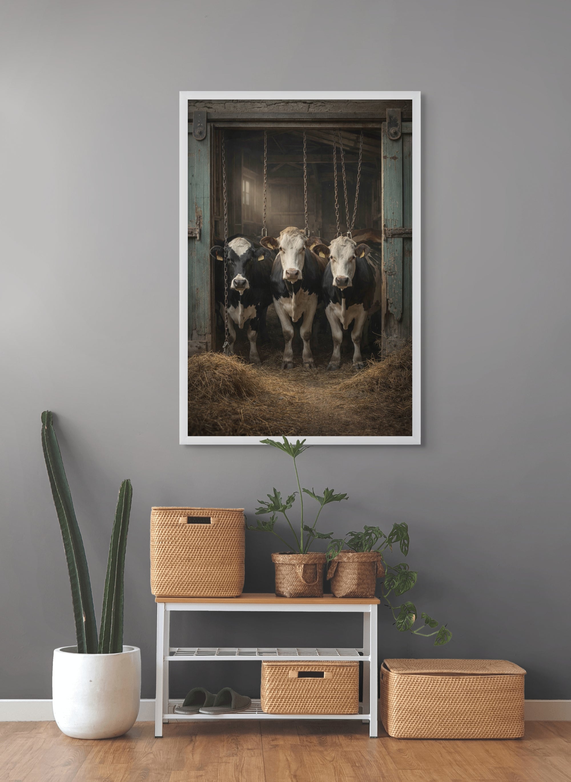 Boerderij Dieren Wanddecoratie Nacht – Grappige Kinderkamer Canvas Print