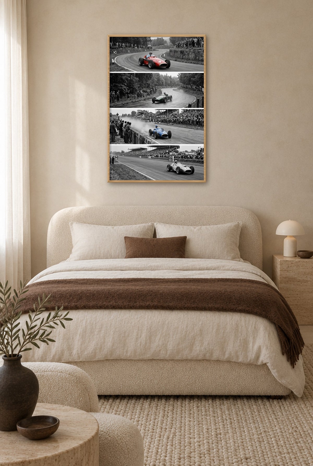 Klassiek Kwartet Wandbild mit Naturholzrahmen an der Wand im Schlafzimmer