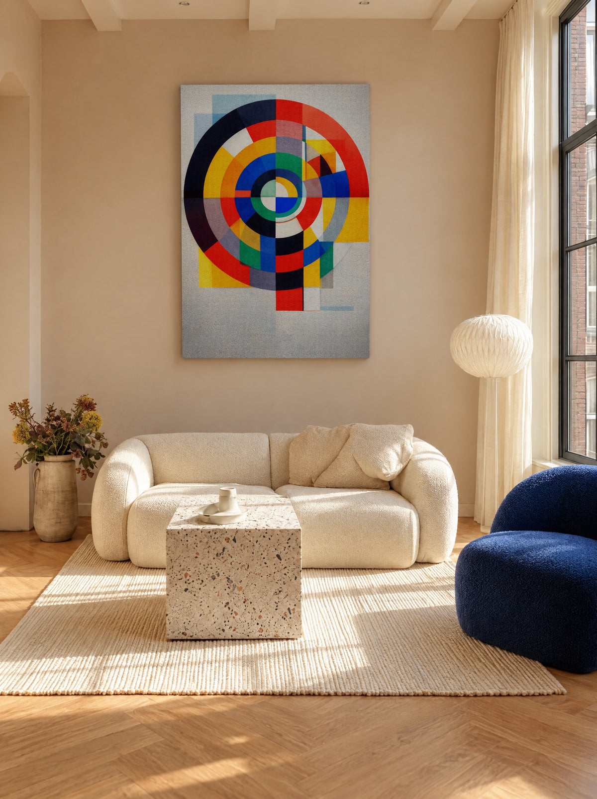 Kleurenrad van Middernacht als canvas zonder lijst aan de muur