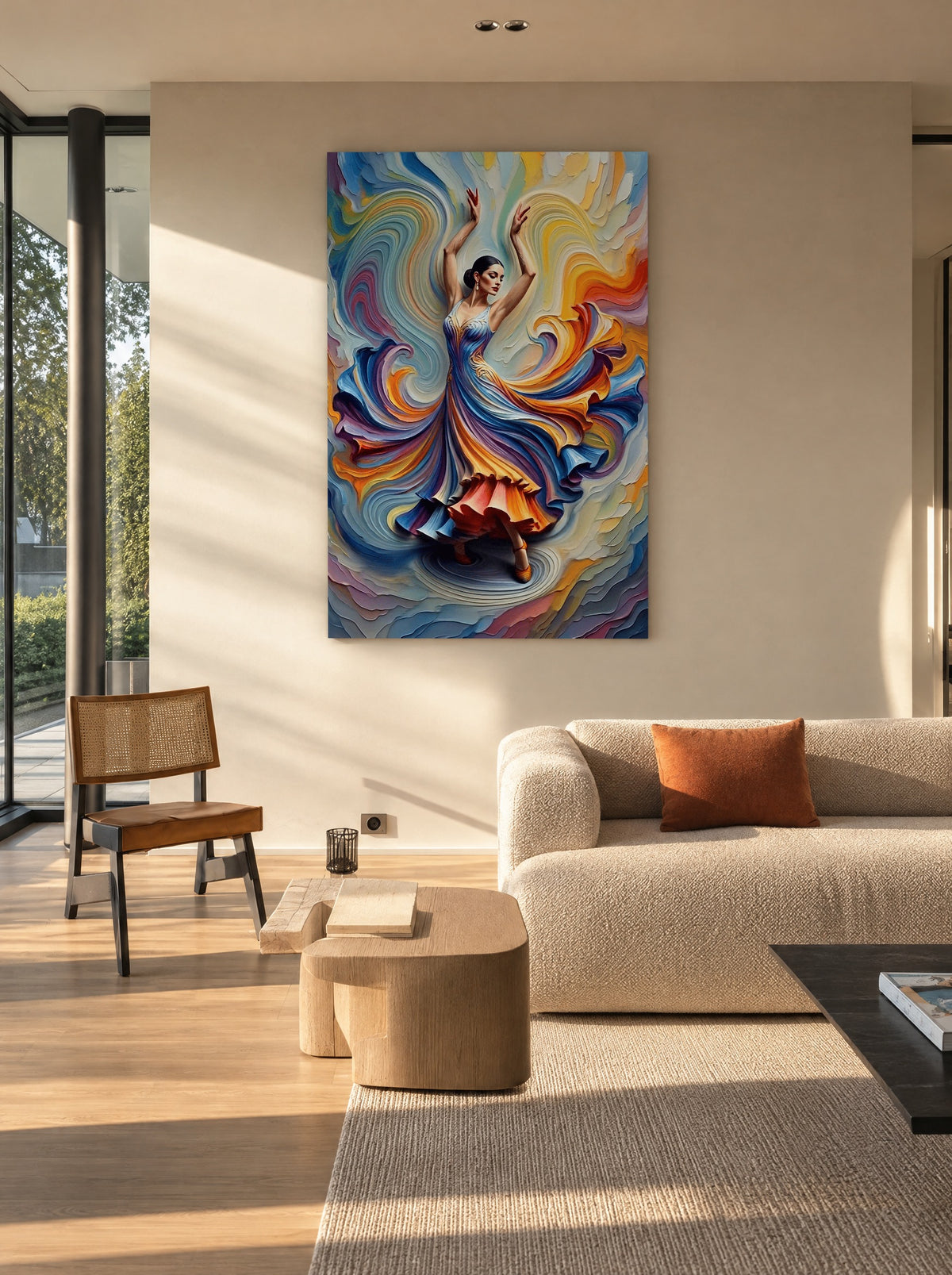 Kleurenstorm op Hakken als canvas zonder lijst aan de muur