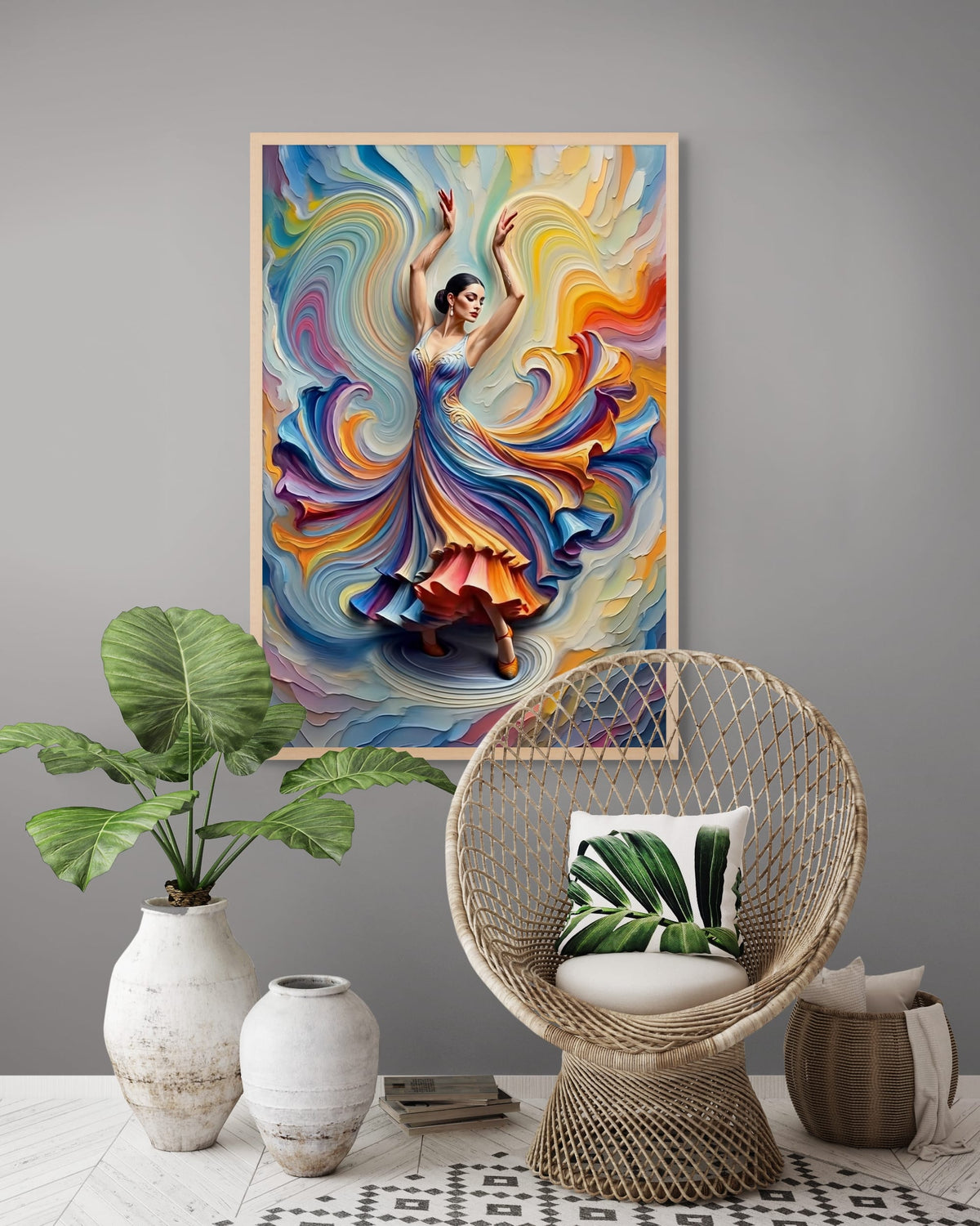 Kleurenstorm op Hakken Wanddecoratie | ArtifyCanvas