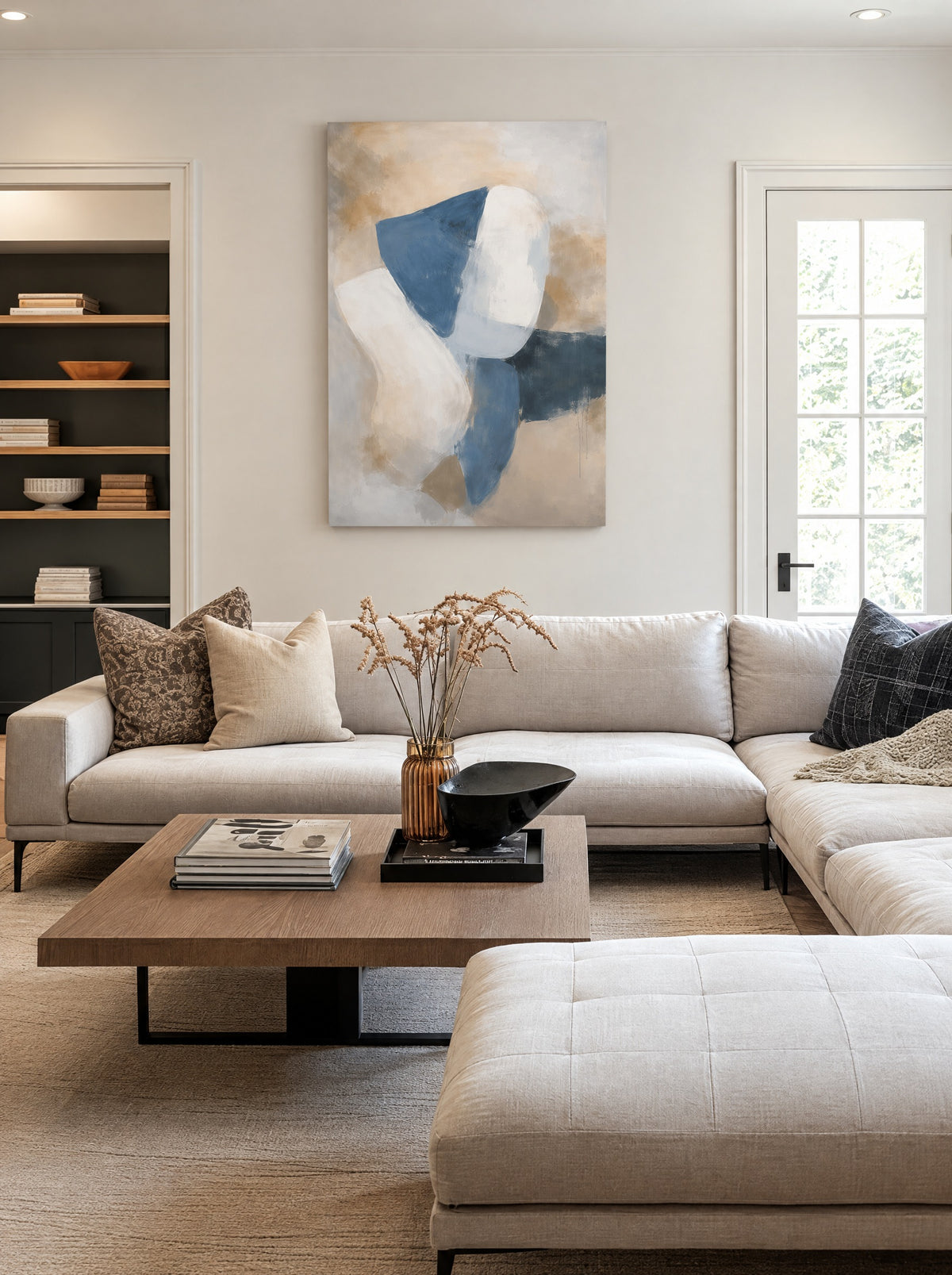 Kobaltblauw in Zachte Stilte als canvas zonder lijst aan de muur