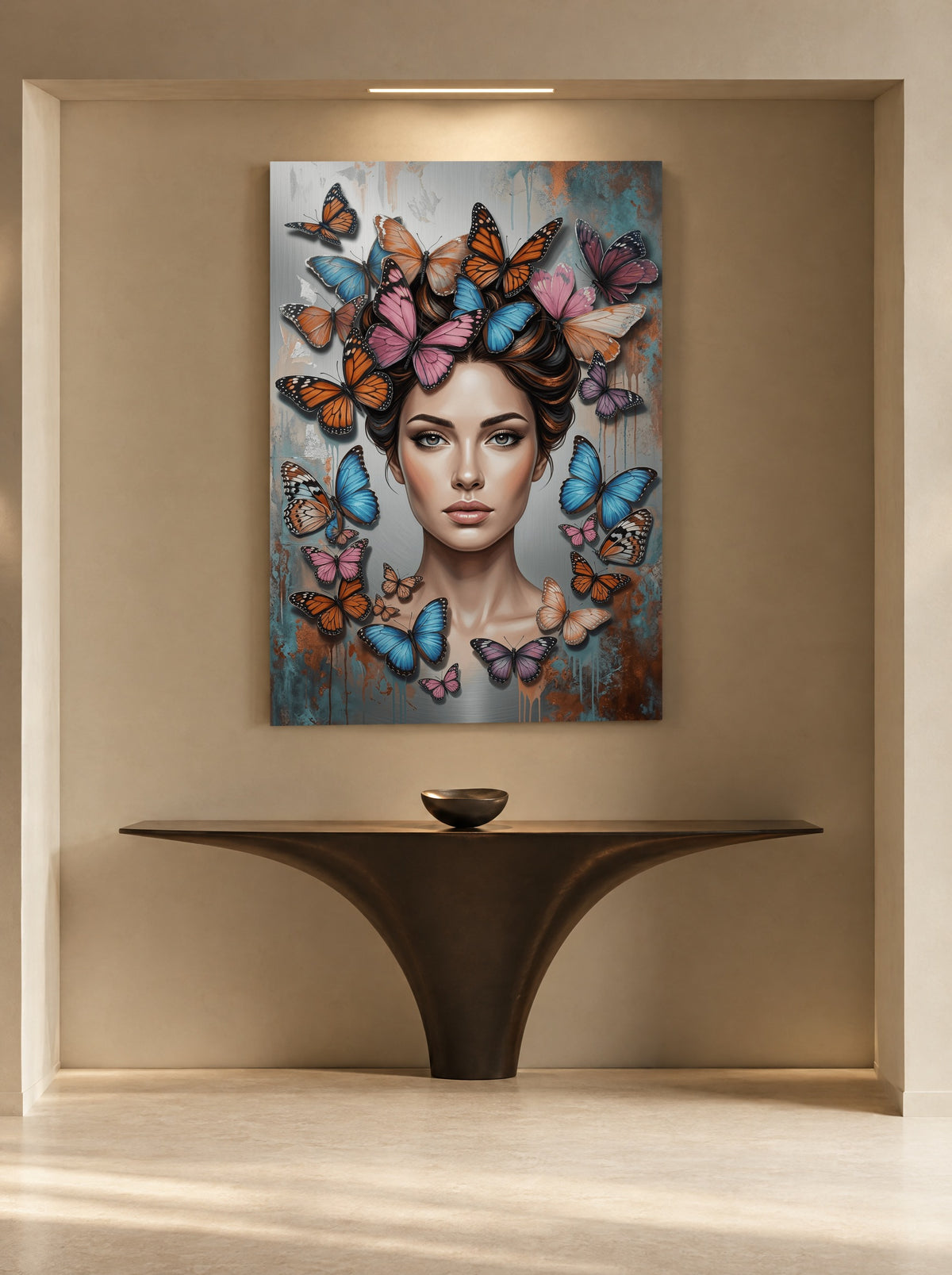 Koningin van de Vlinderstorm als canvas zonder lijst aan de muur