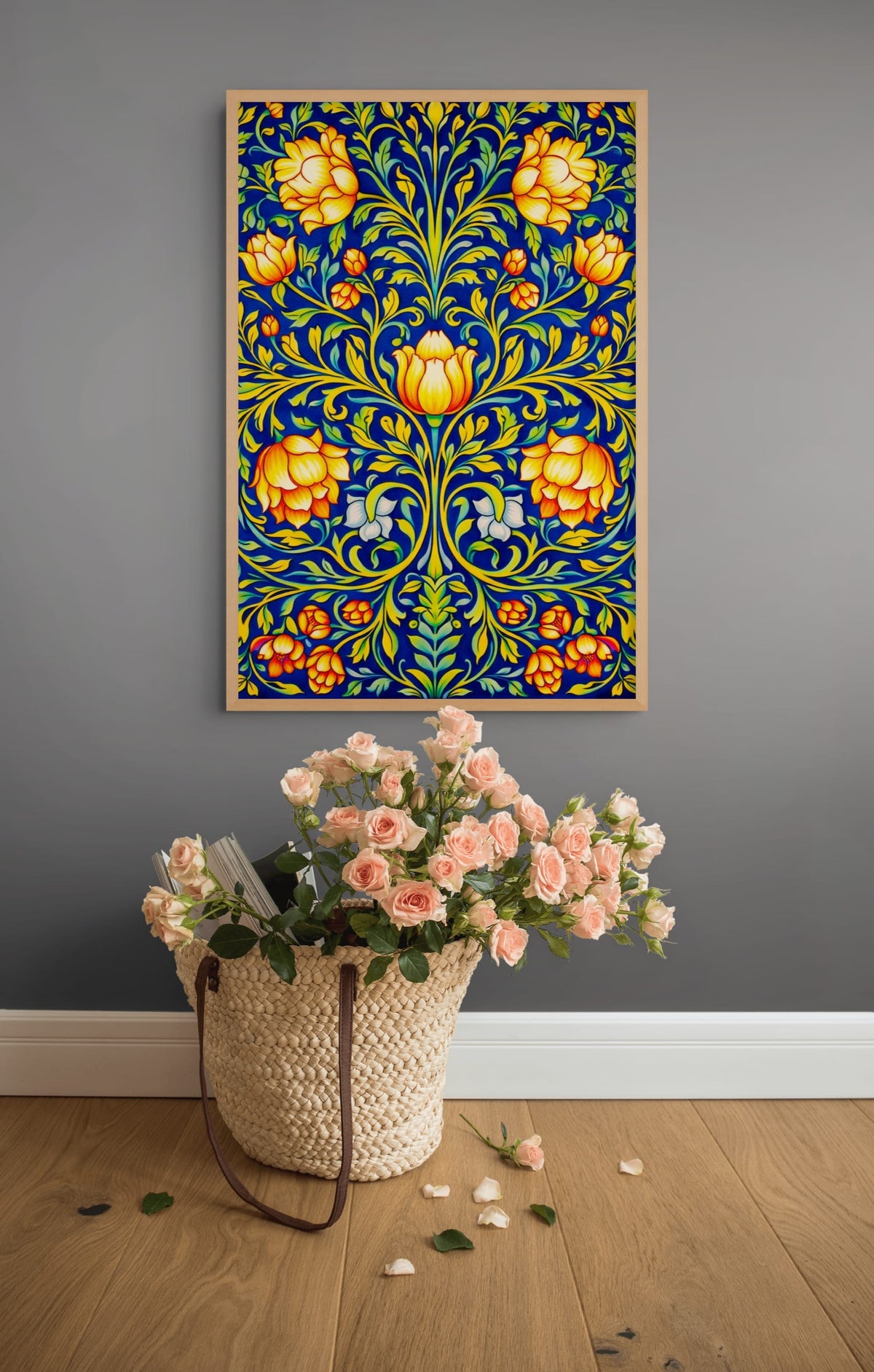 Koninklijke Tulpen op Nachtblauw Schilderij