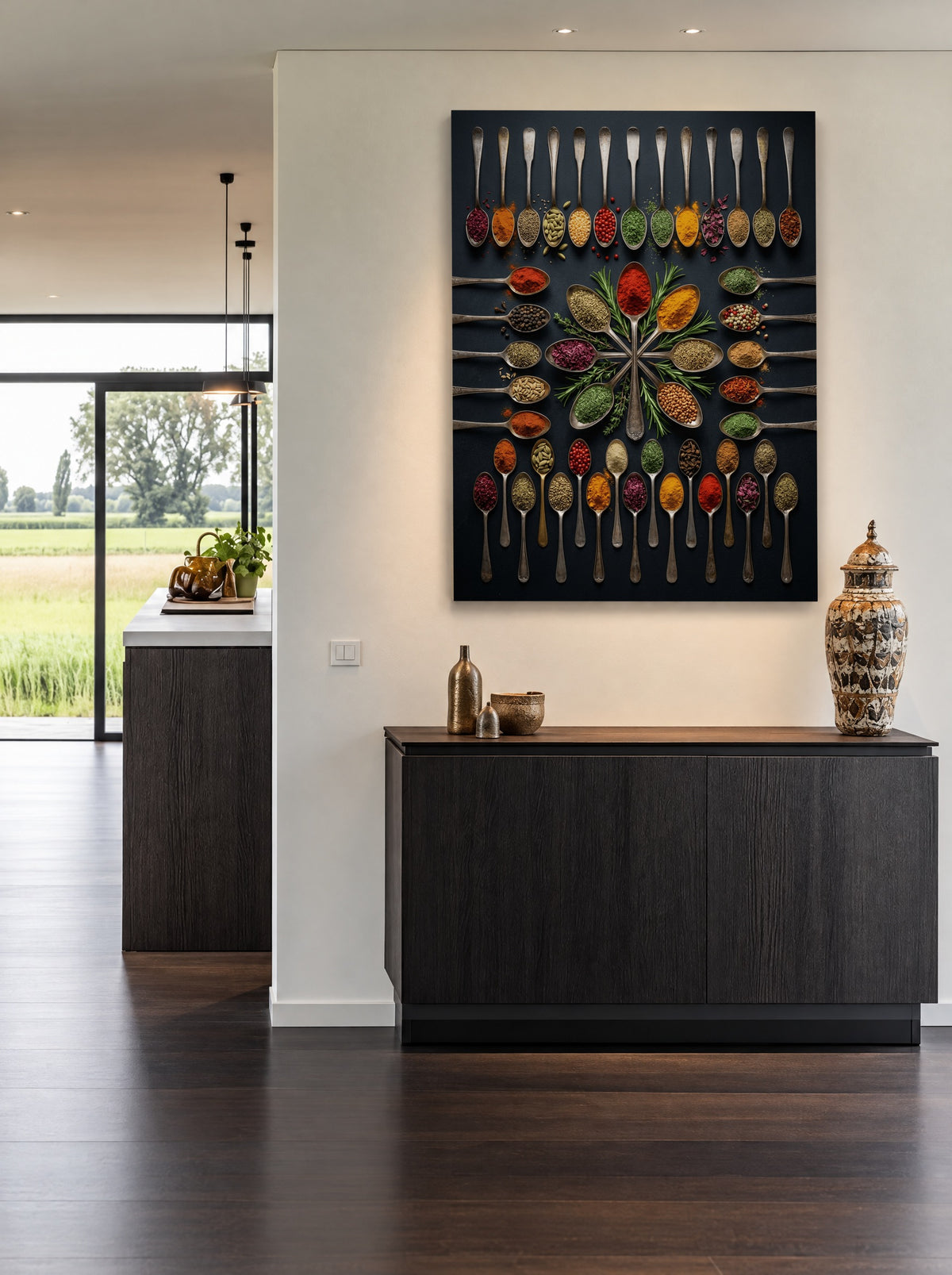 Kruidencirkel vol Karakter als canvas zonder lijst aan de muur