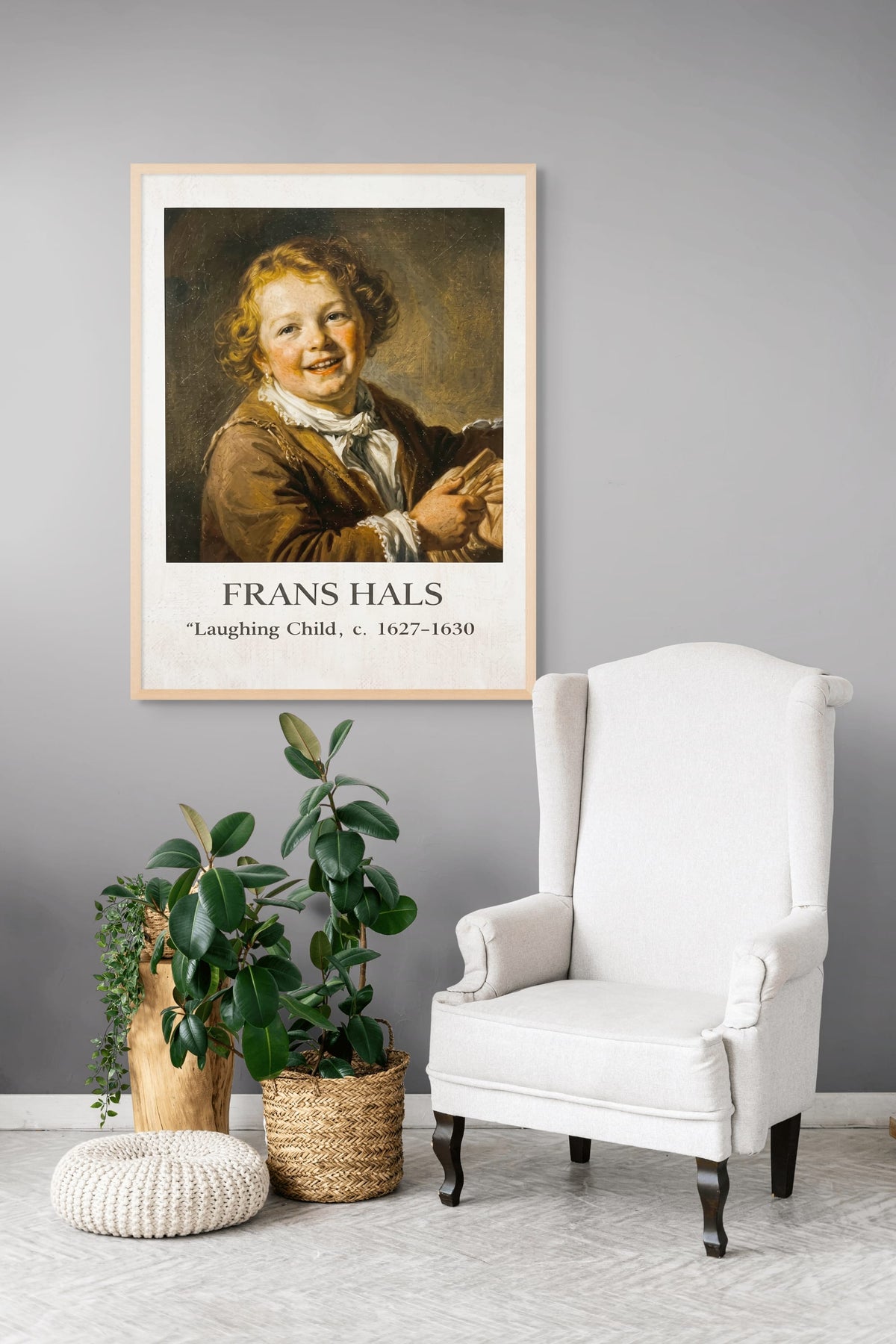Lockenkopf mit Pinselstrichen – Wandbild auf Leinwand, Aluminium oder Poster
