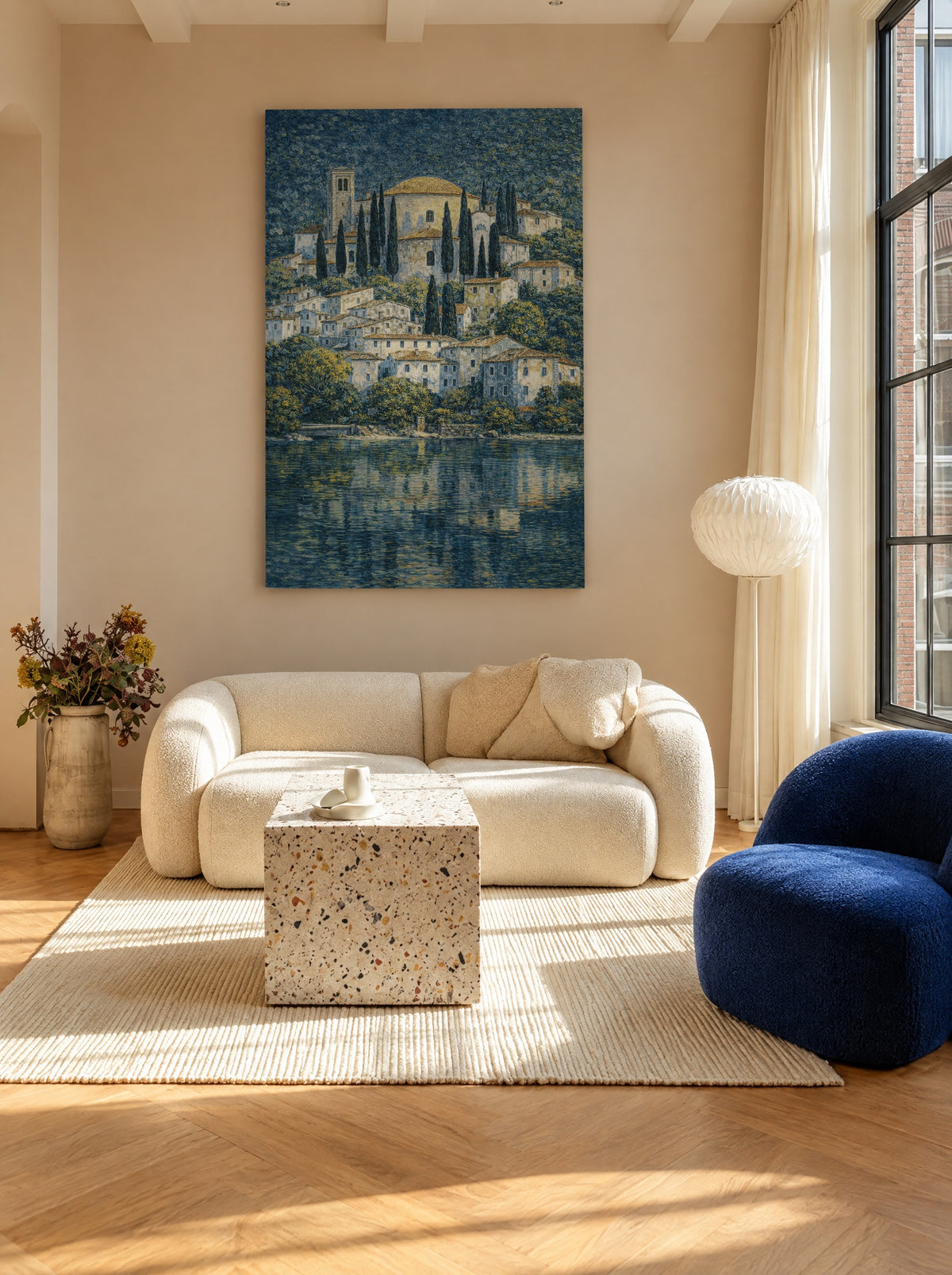 Laguna van Lumière als canvas zonder lijst aan de muur