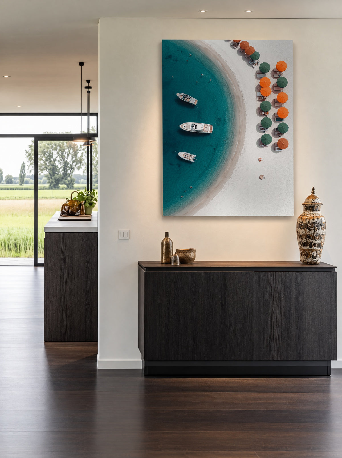 Lagune met Spritz & Zonnedekken als canvas zonder lijst aan de muur
