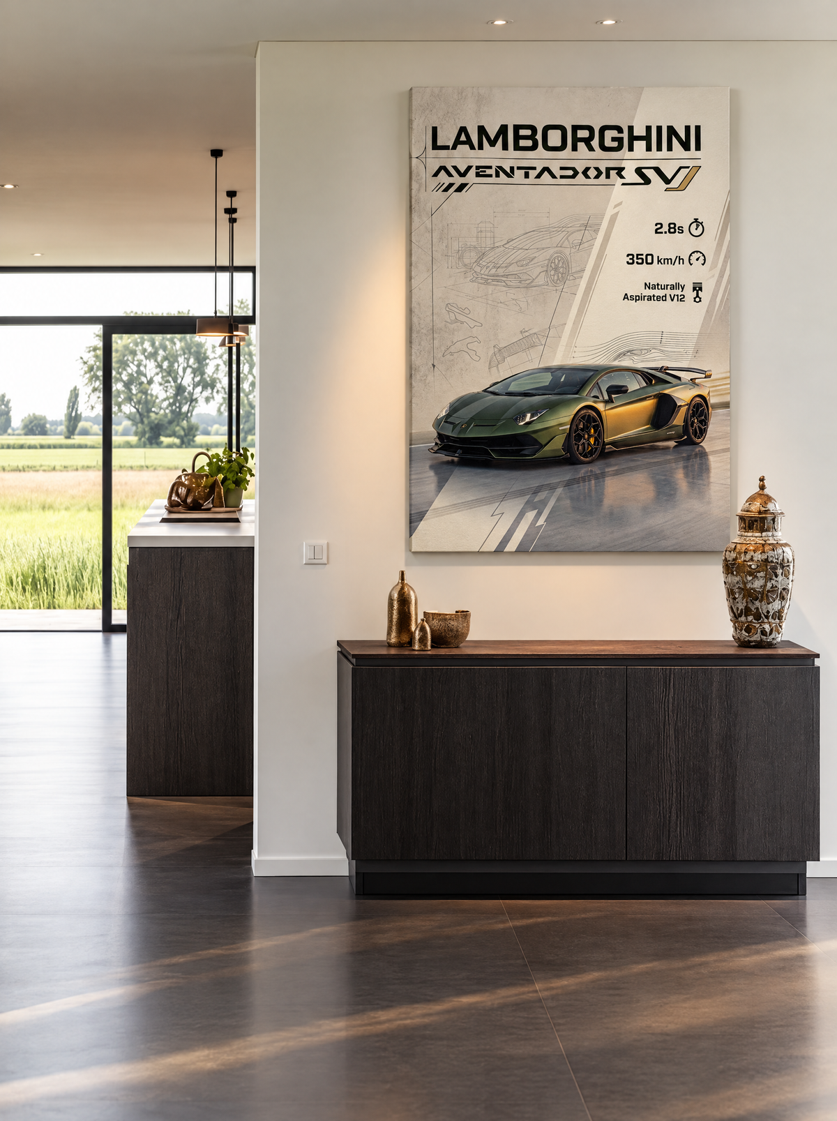 Lamborghini Aventador SVJ als canvas zonder lijst aan de muur