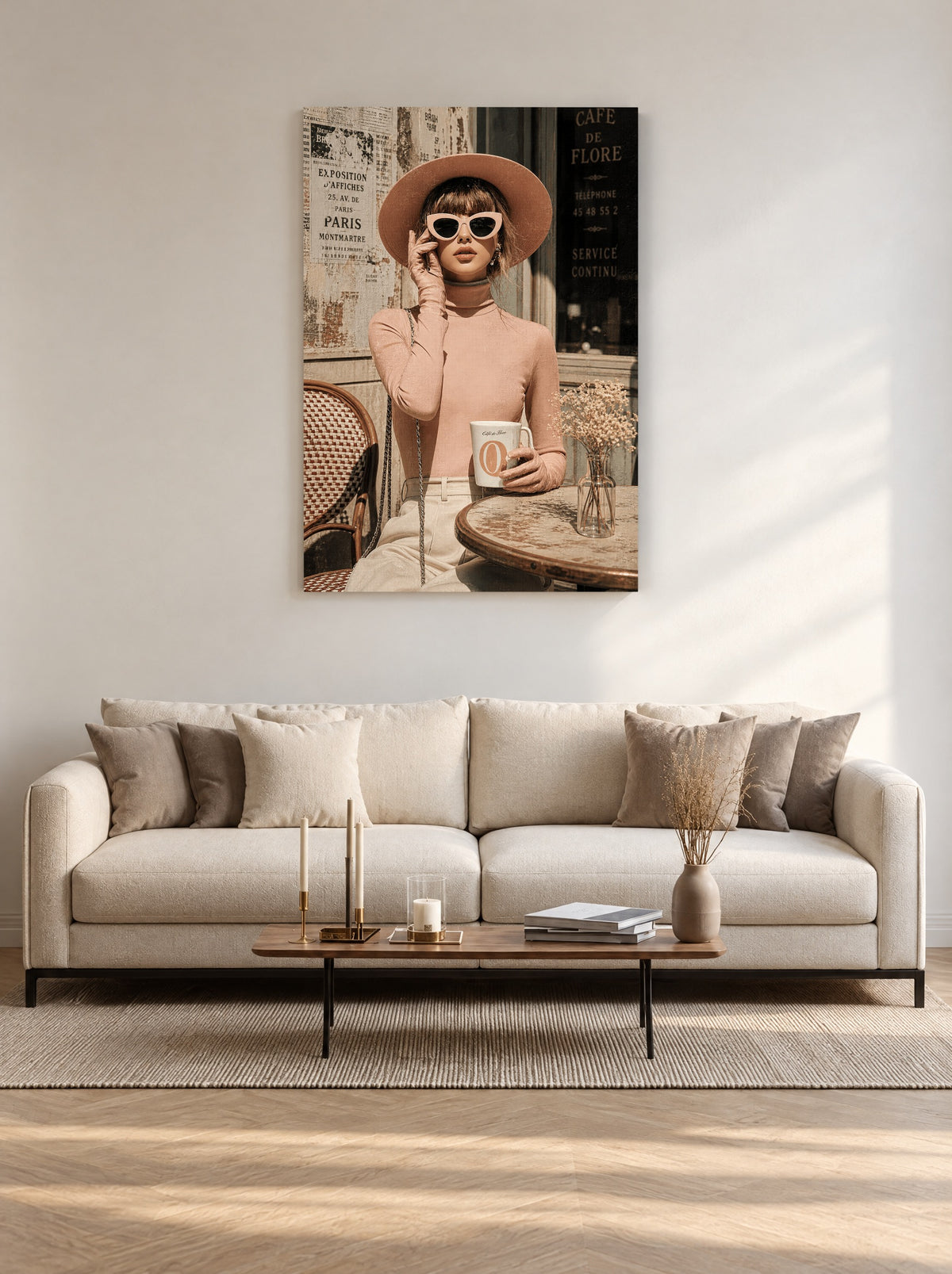 Latte Chic aan de Boulevard als canvas zonder lijst aan de muur