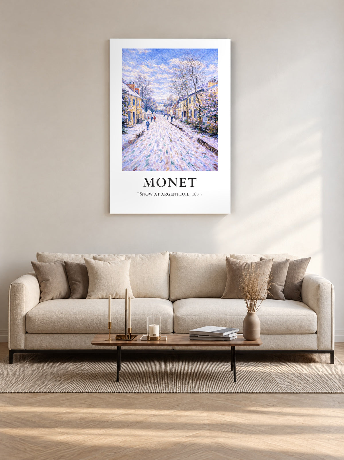 Lavendelspoor in de Sneeuw als canvas zonder lijst aan de muur