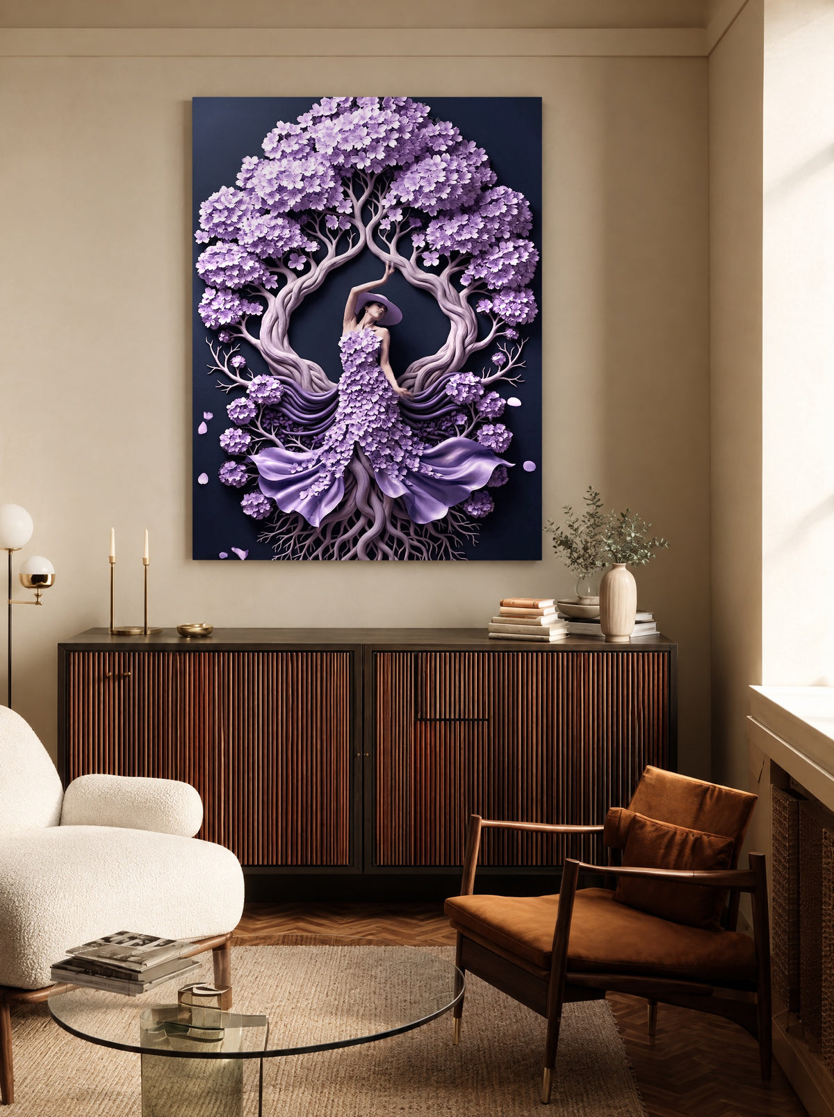 Lavender Roots Reverie als canvas zonder lijst aan de muur