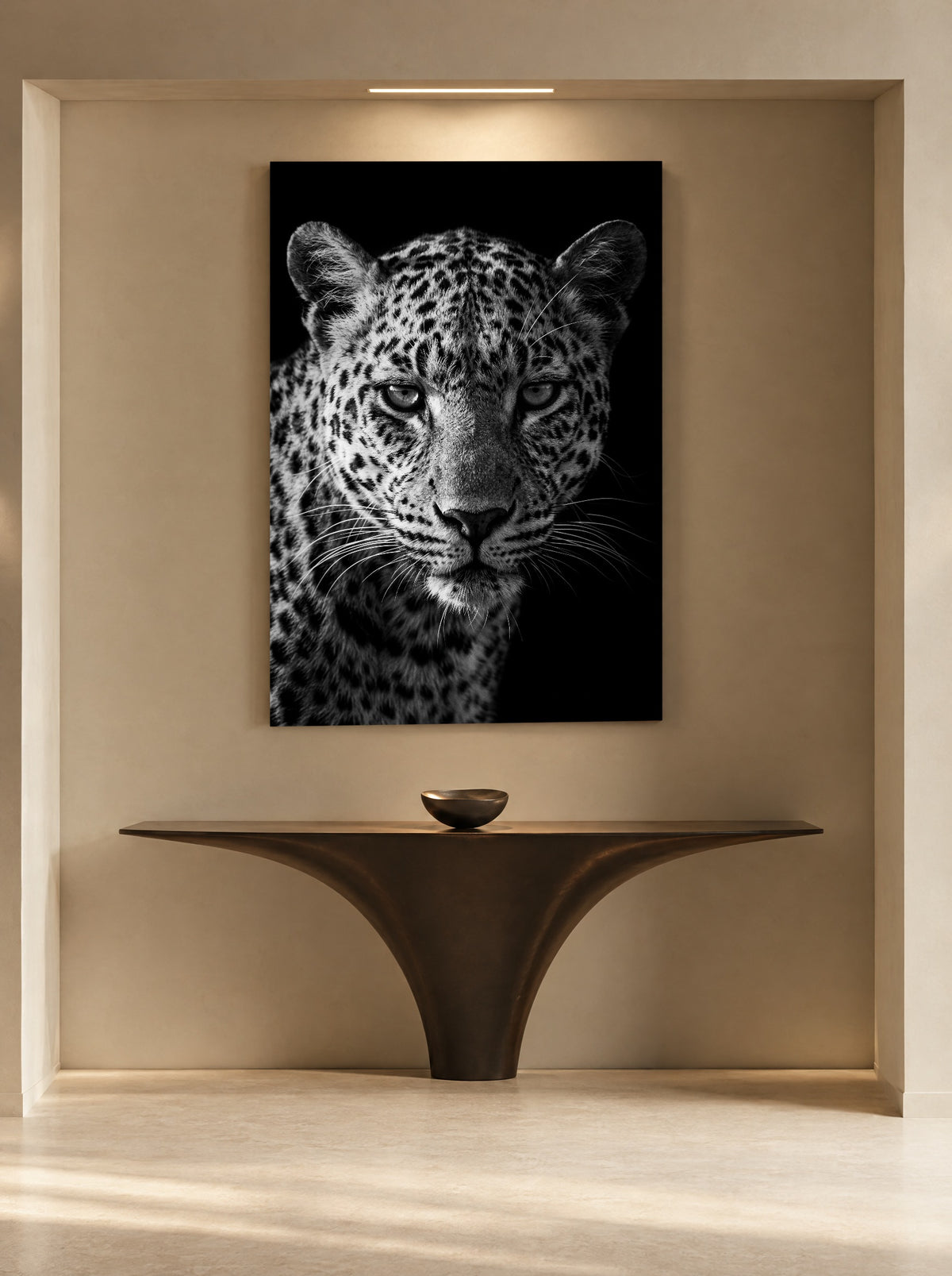 Leopard als canvas zonder lijst aan de muur