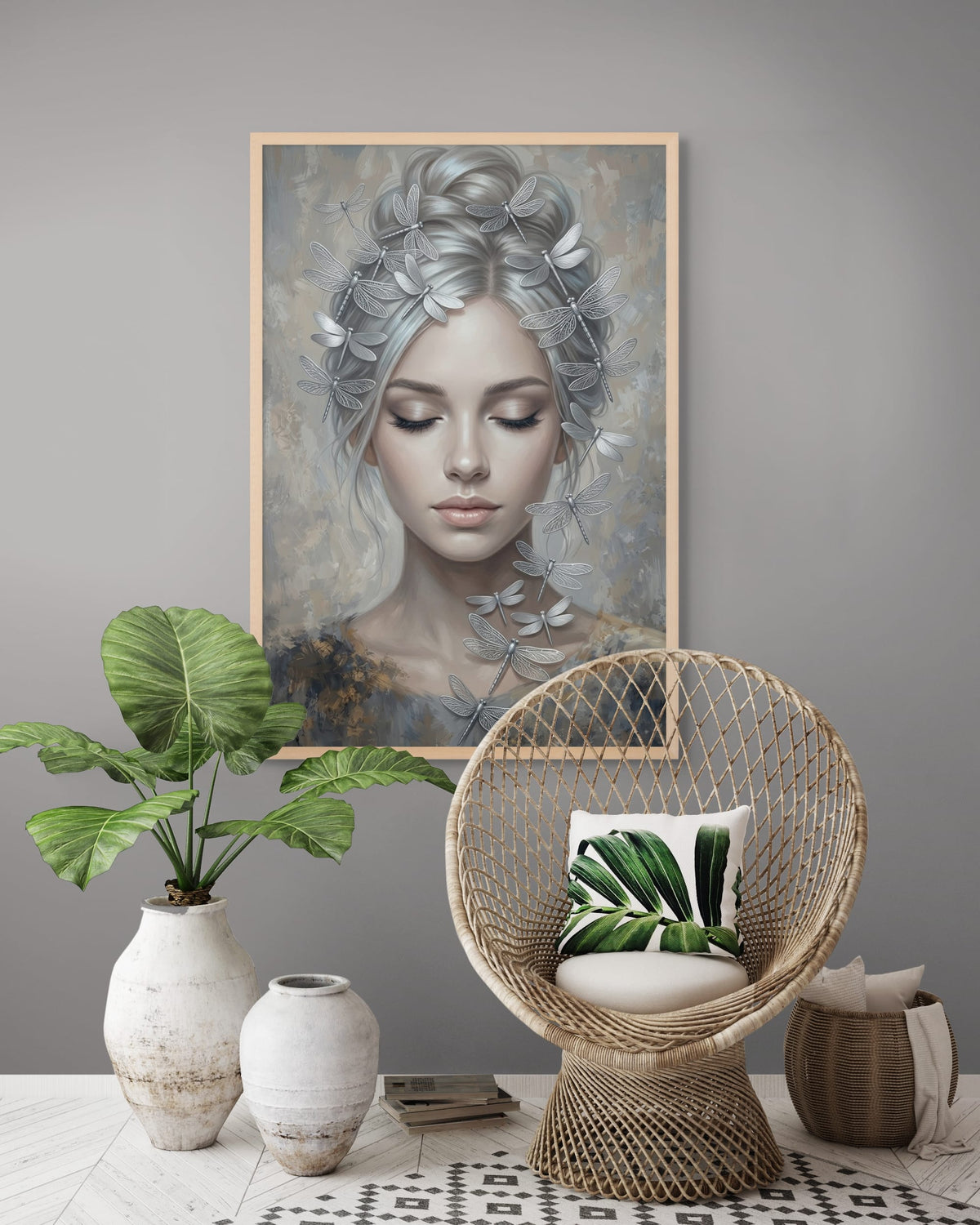 Libellendroom in Zilverstilte Wanddecoratie | ArtifyCanvas