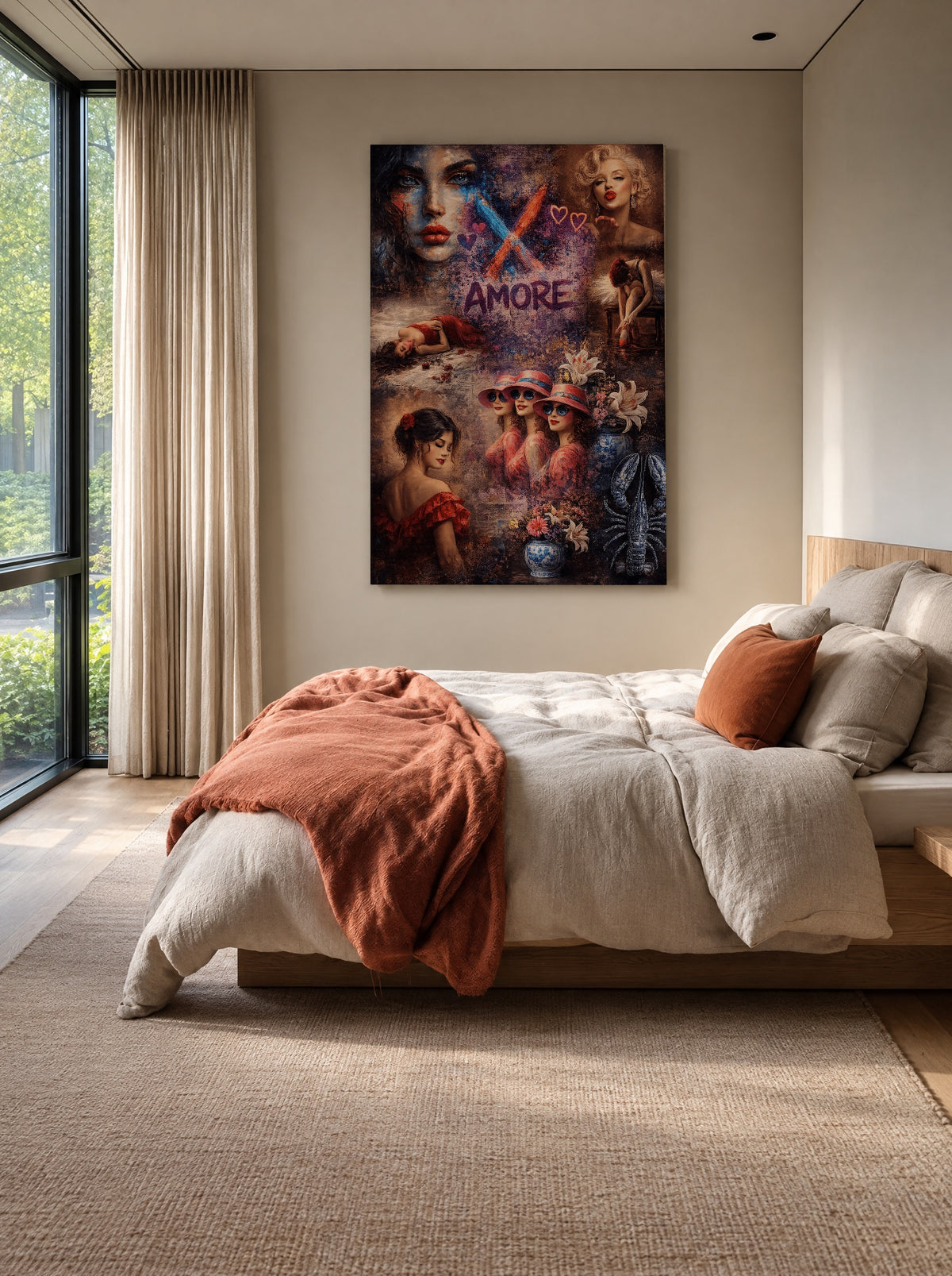 Liefde in Neonrook als canvas zonder lijst aan de muur