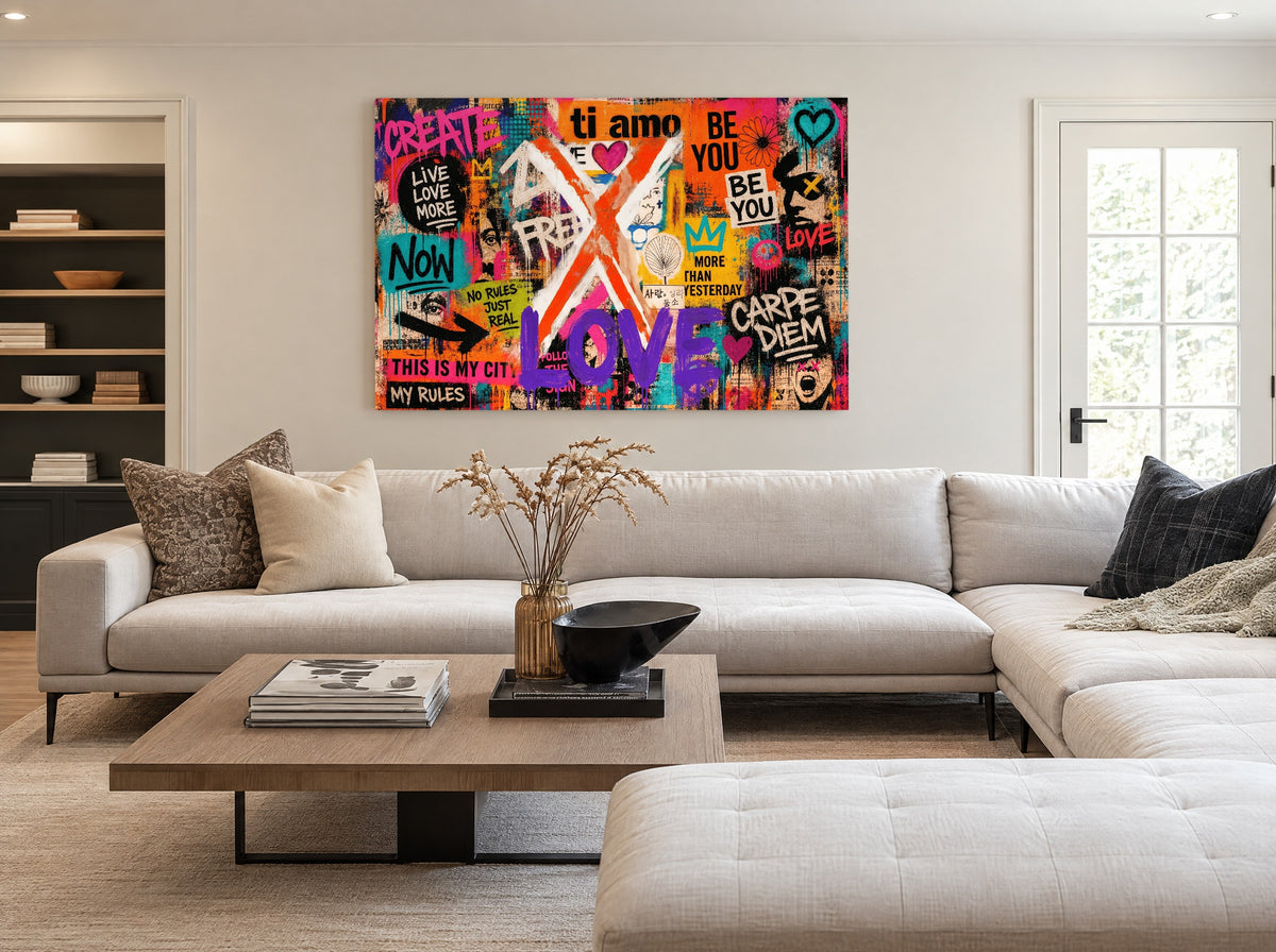Liefde Zonder Handleiding als canvas zonder lijst aan de muur