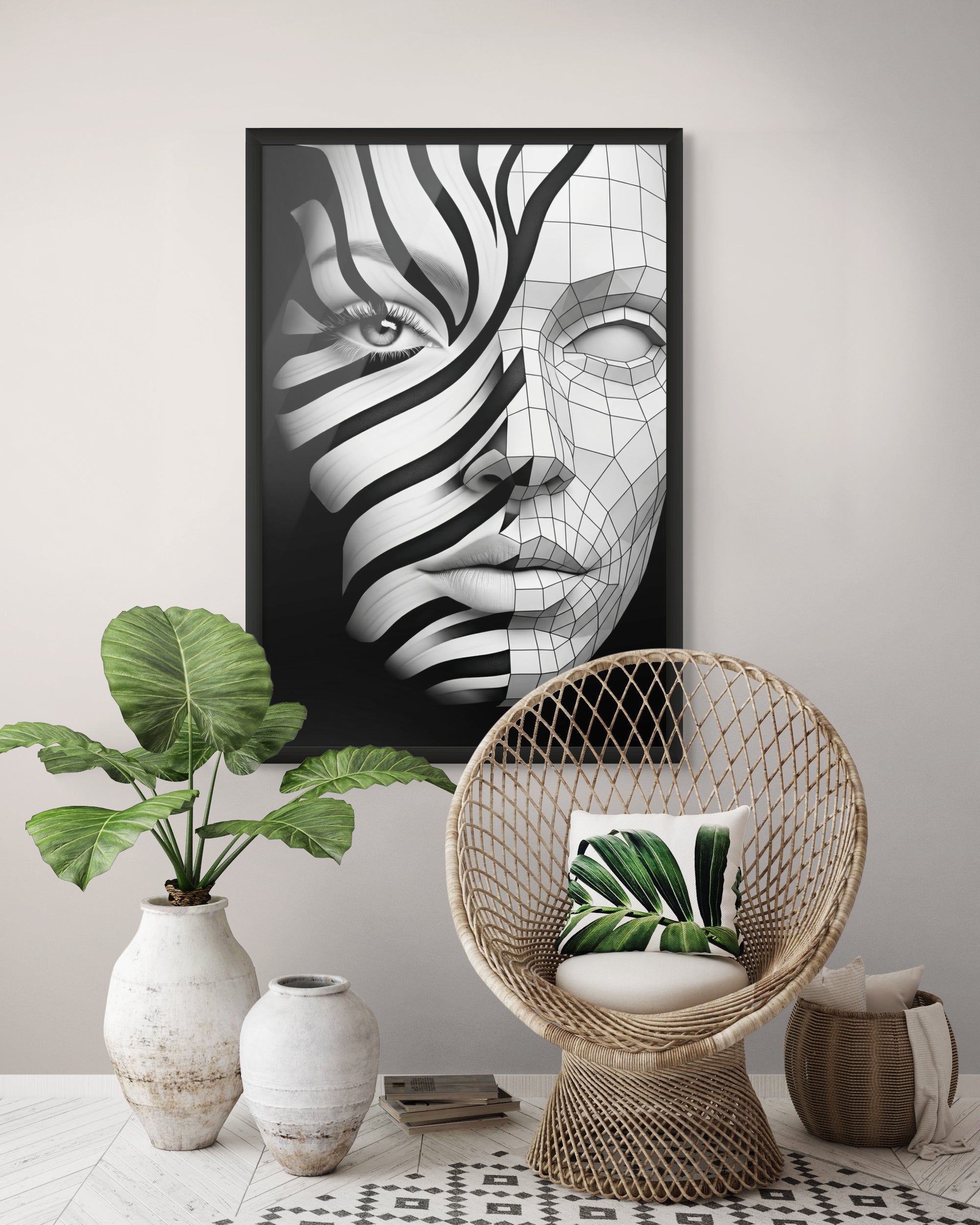 Abstracte Line Art Wanddecoratie – Moderne Minimalistische Canvas Print