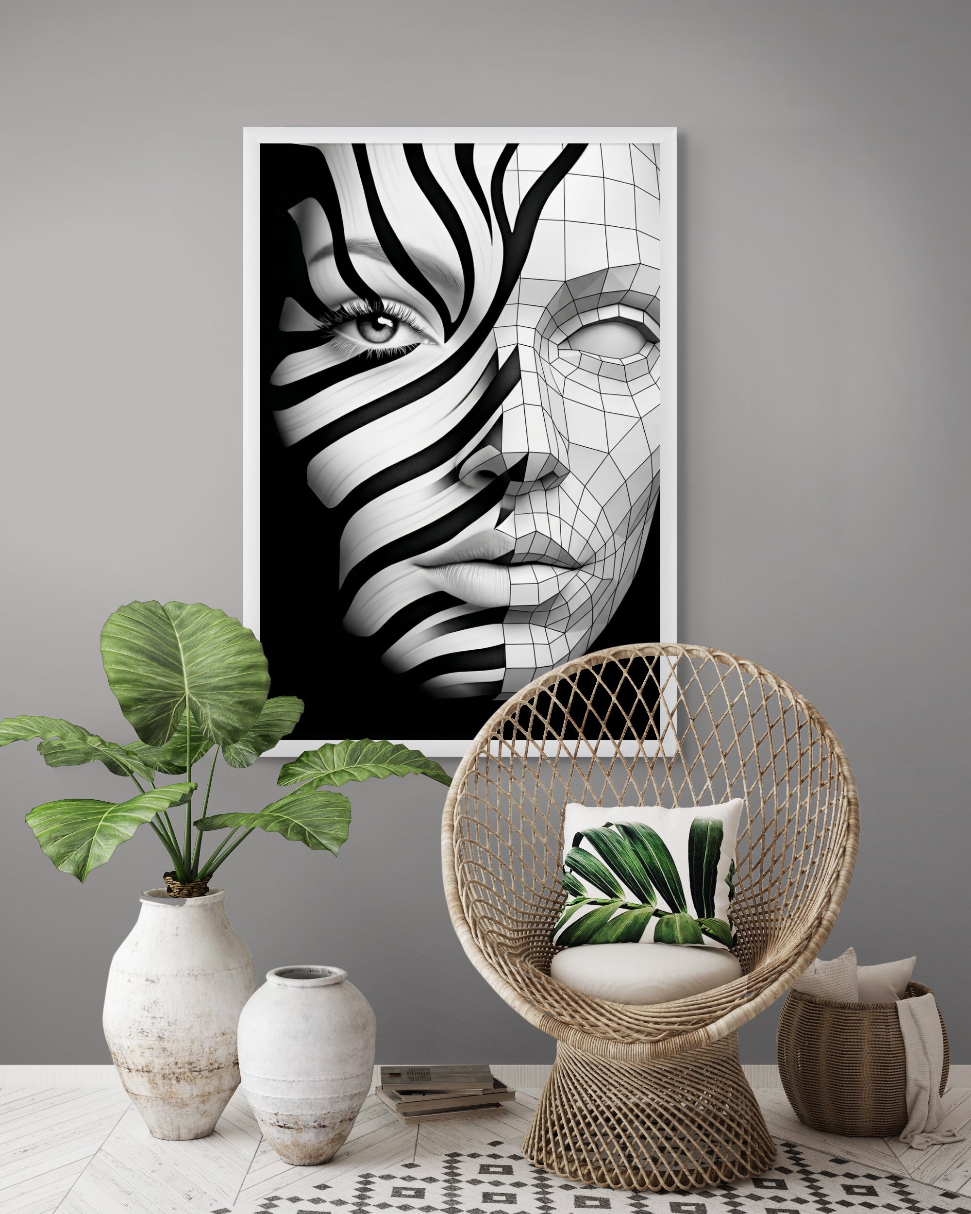 Abstracte Line Art Wanddecoratie – Moderne Minimalistische Canvas Print