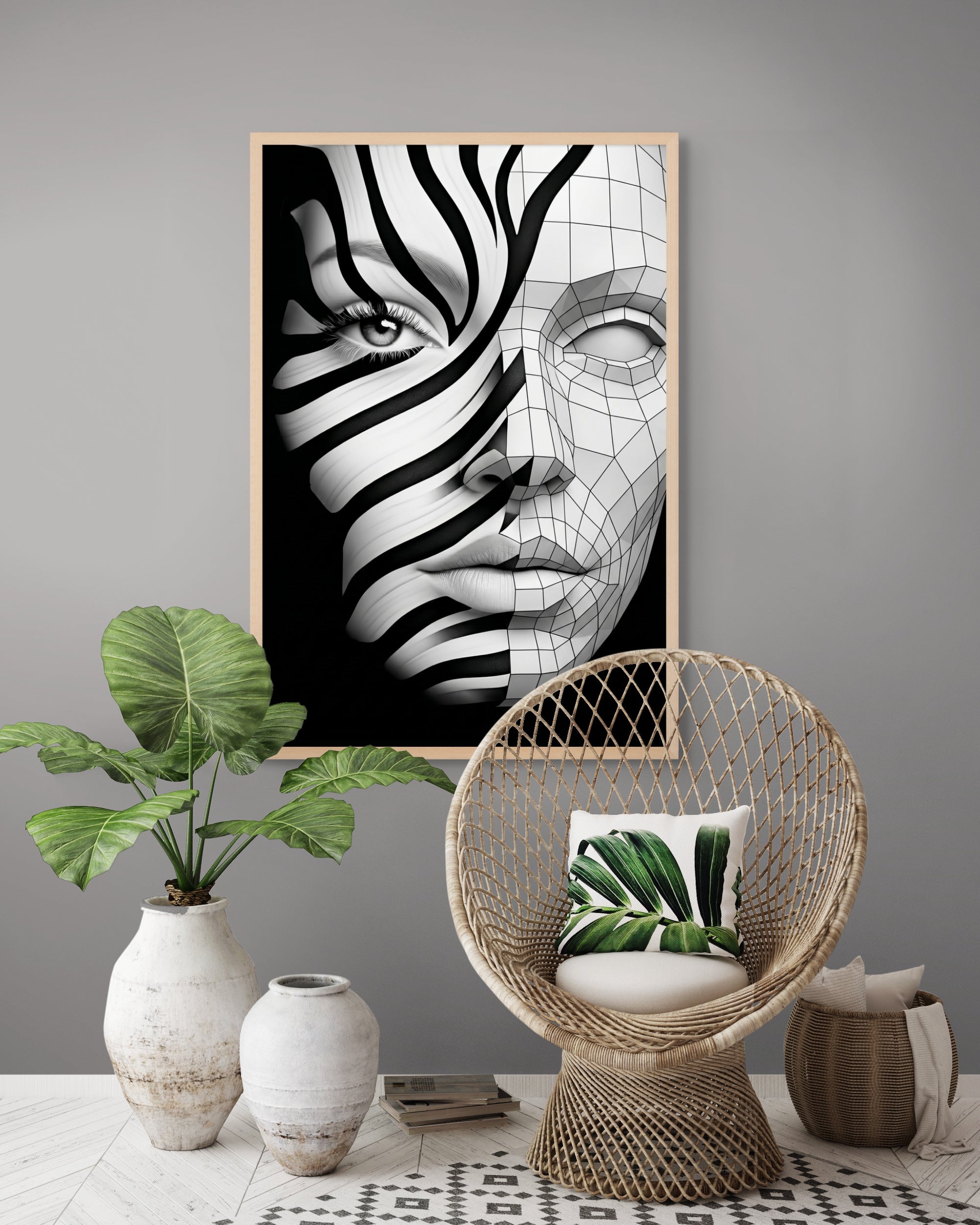 Abstracte Line Art Wanddecoratie – Moderne Minimalistische Canvas Print