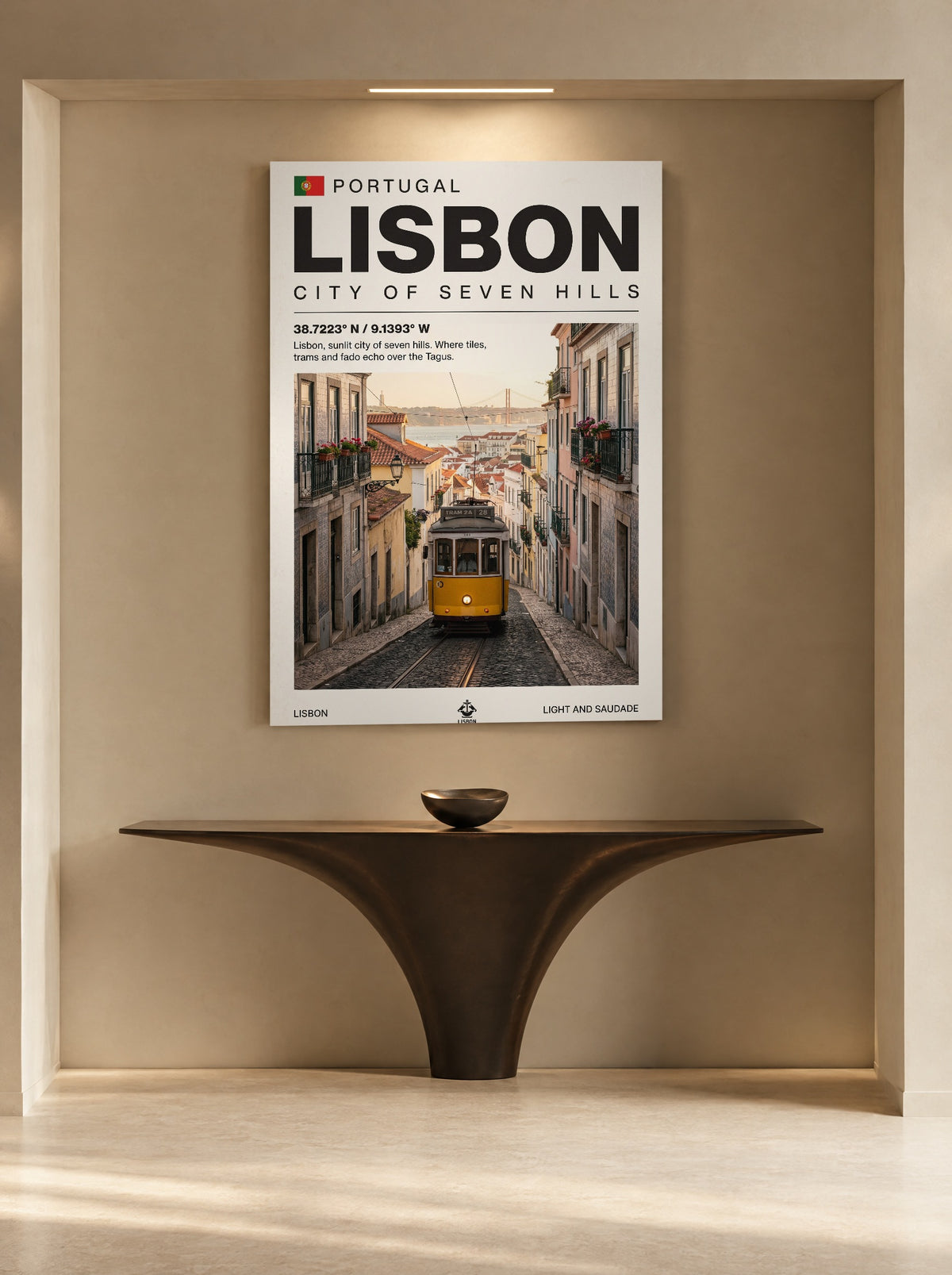 Lissabon Stad van Zeven Heuvels als canvas zonder lijst aan de muur