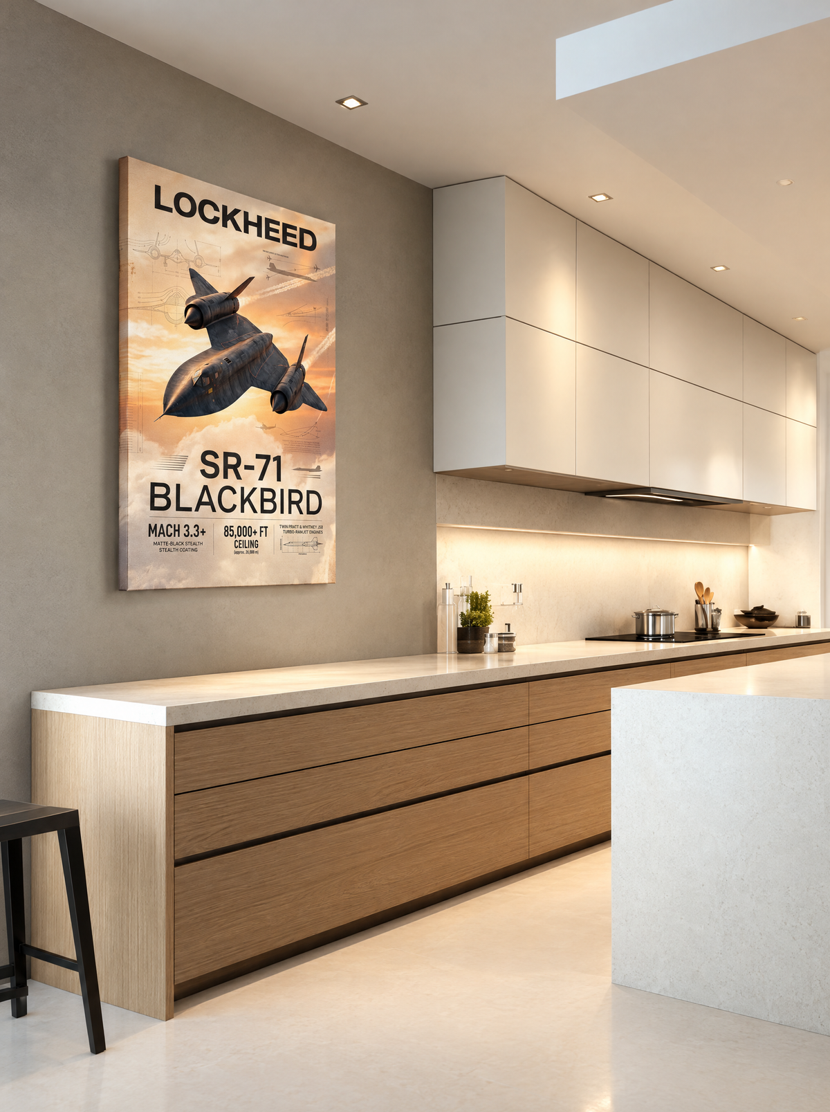 Lockheed SR-71 Blackbird als canvas zonder lijst aan de muur
