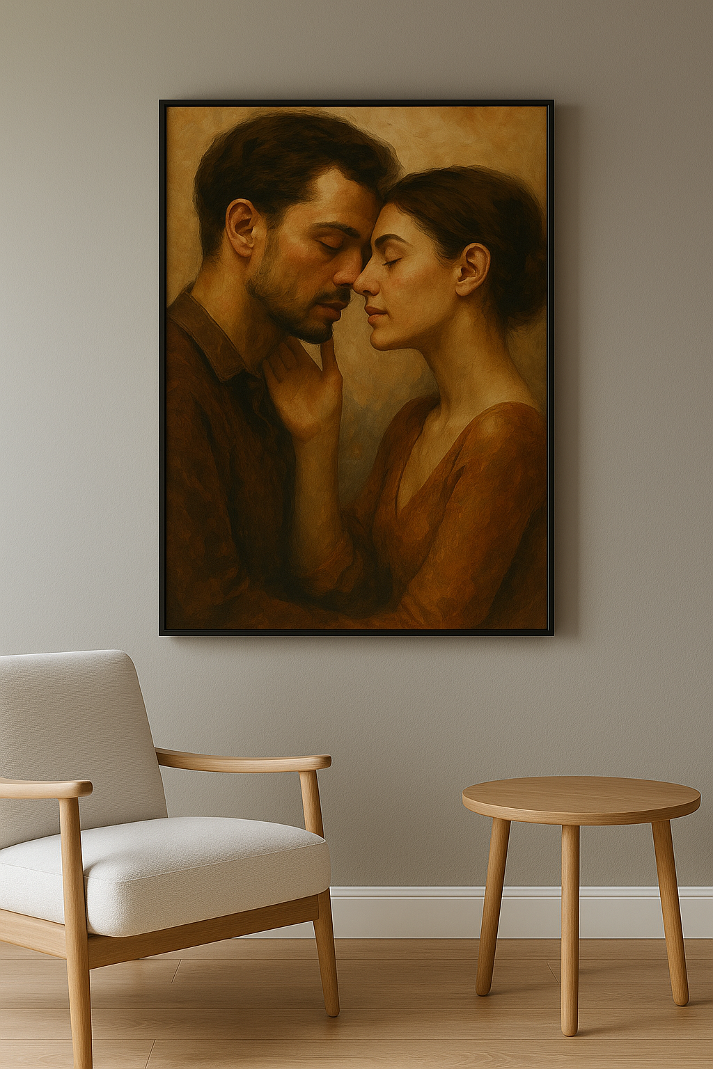 Liefde wanddecoratie in interieur, zwarte lijst