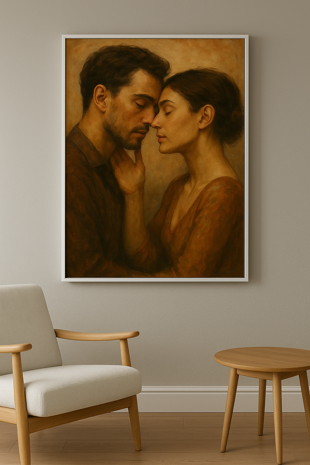 Liefde wanddecoratie in interieur, witte lijst