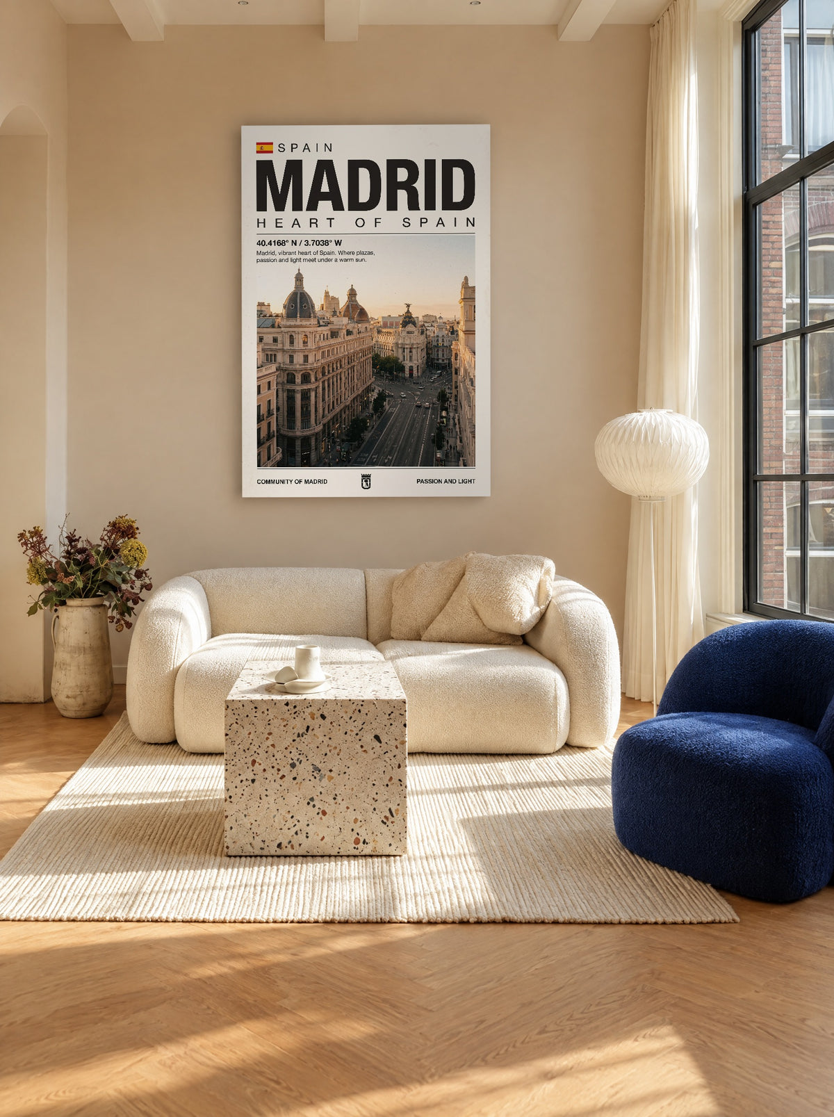 Madrid Hart van Spanje als canvas zonder lijst aan de muur